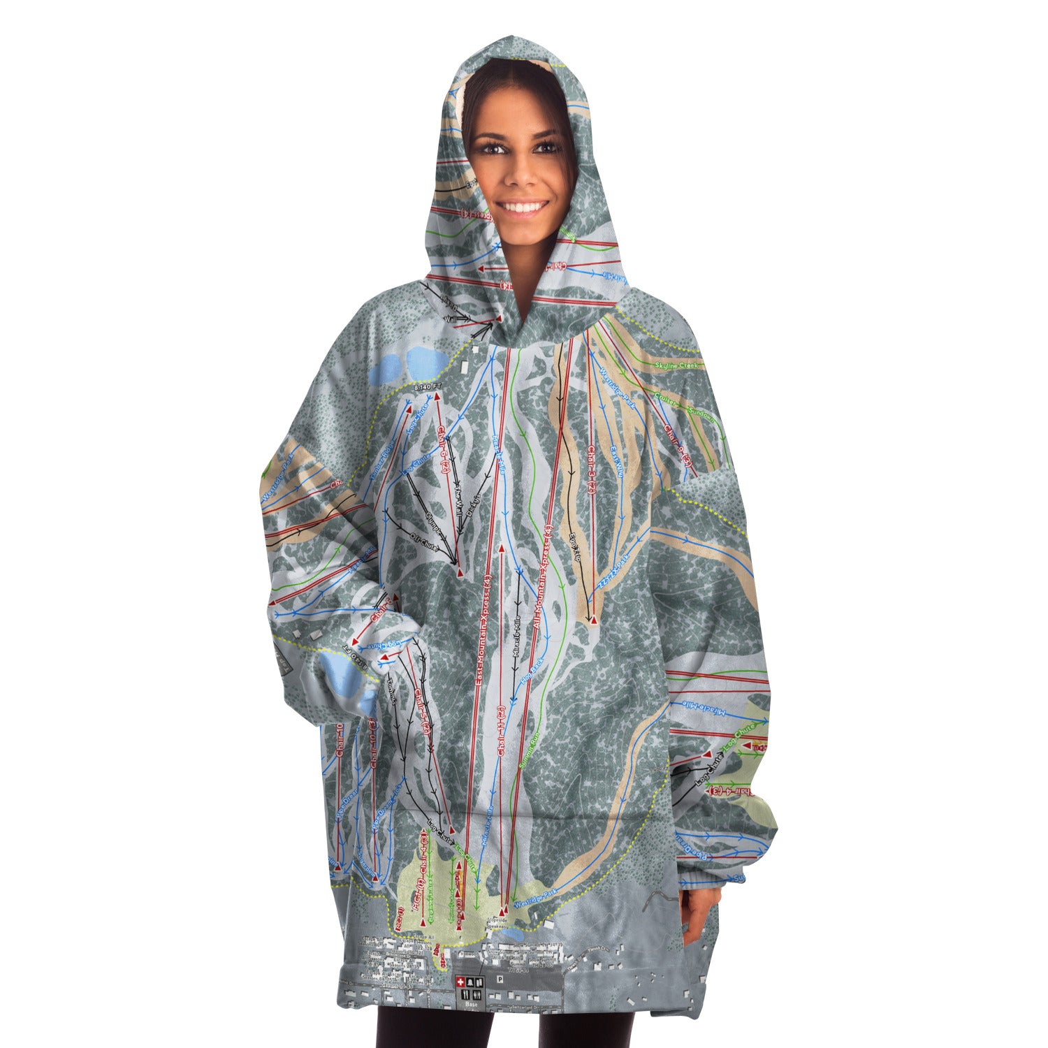 Snow Summit, California Ski Trail Map - Snug Hoodie