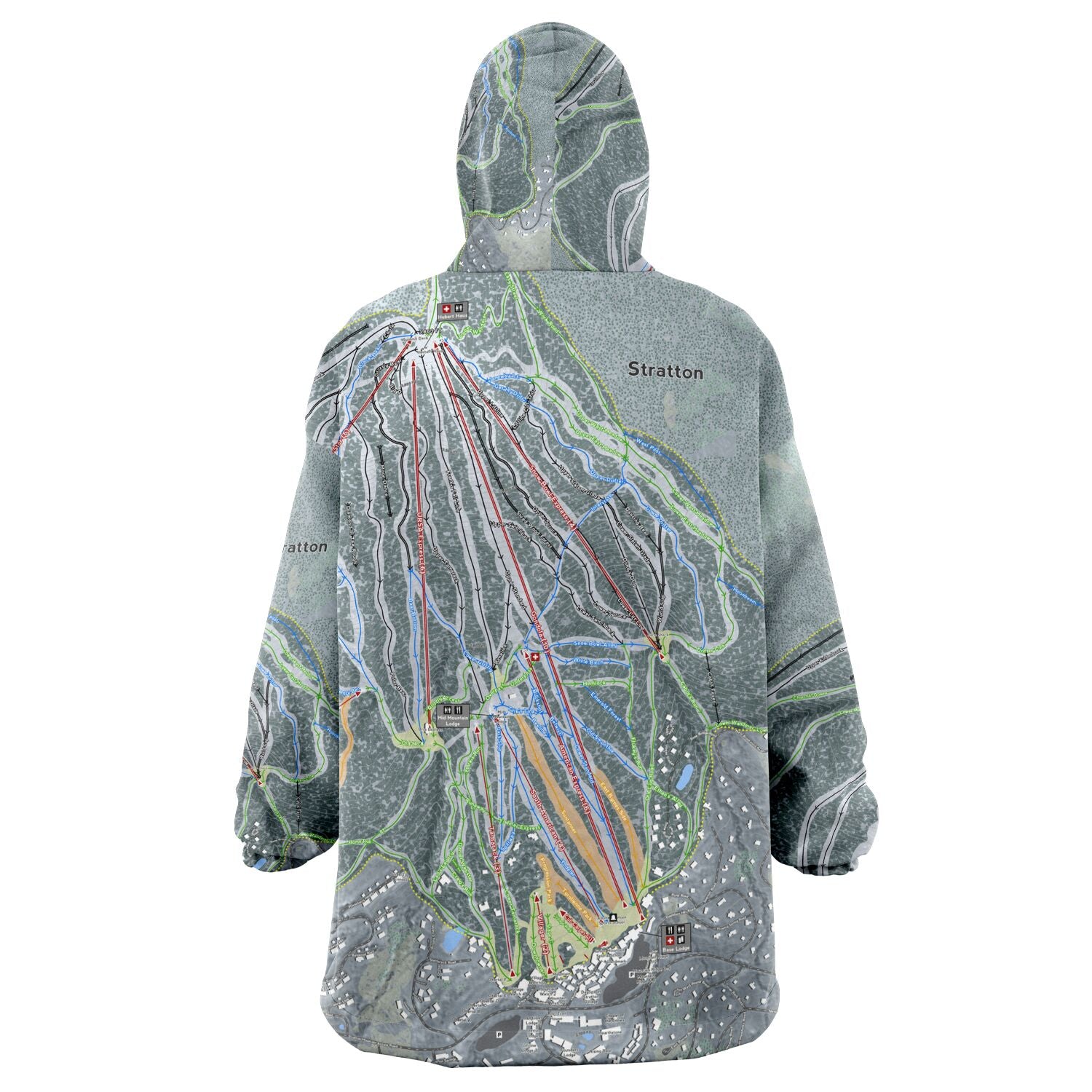 Stratton, Vermont Ski Trail Map - Snug Hoodie