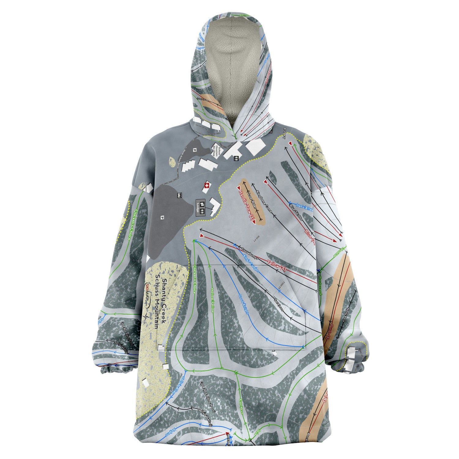 Shanty Creek Schuss Mountain, Michigan Ski Trail Map Snug Hoodie