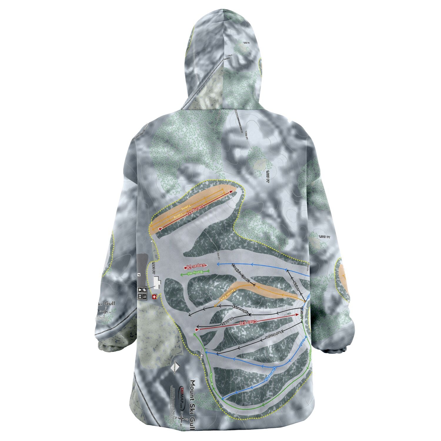 Mount Ski Gull, Minnesota Ski Trail Map Snug Hoodie