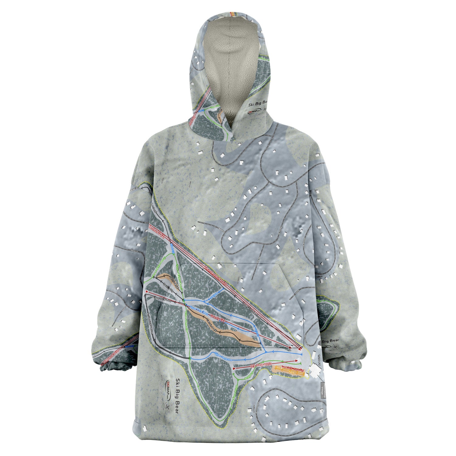 Ski Big Bear, Pennsylvania Ski Trail Map Snug Hoodie