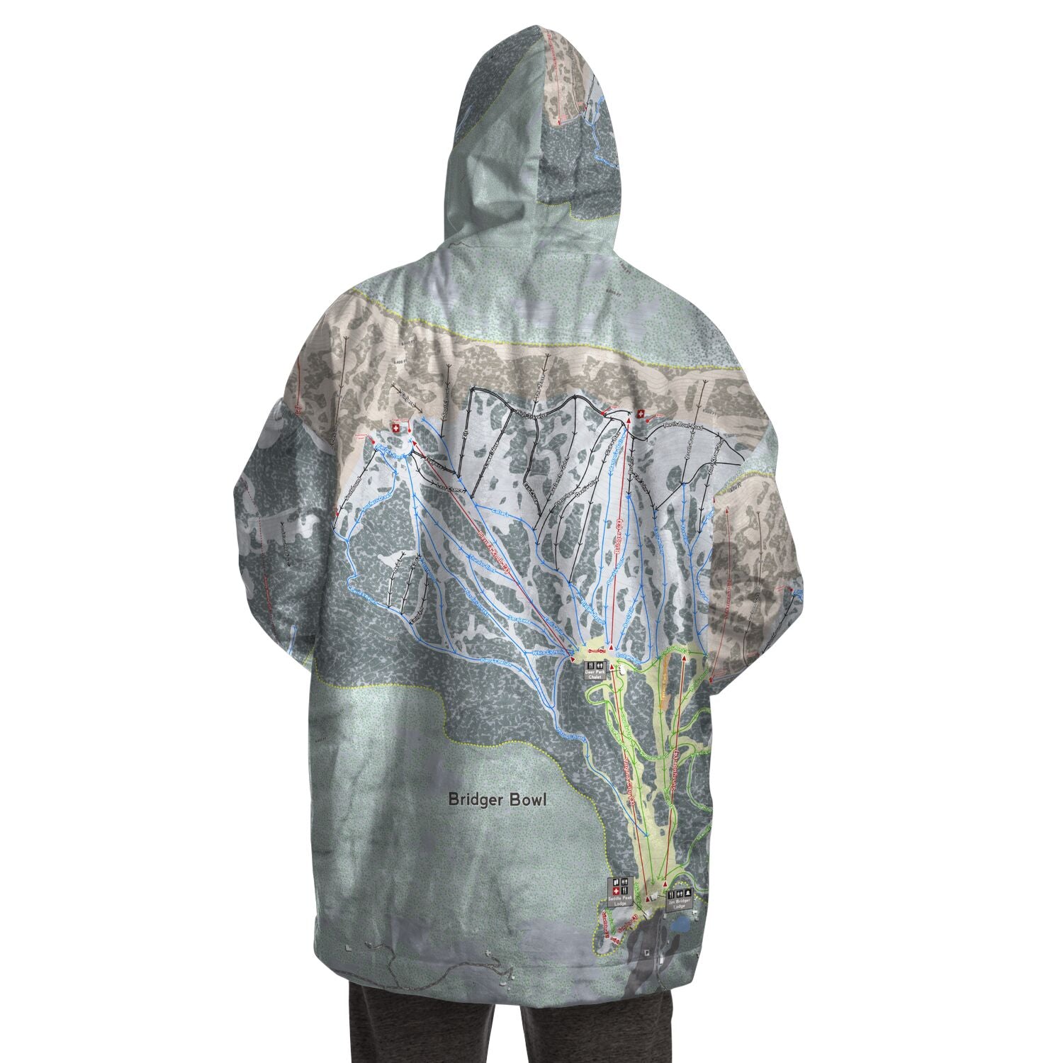 Bridger Bowl, Montana Ski Trail Map - Snug Hoodie