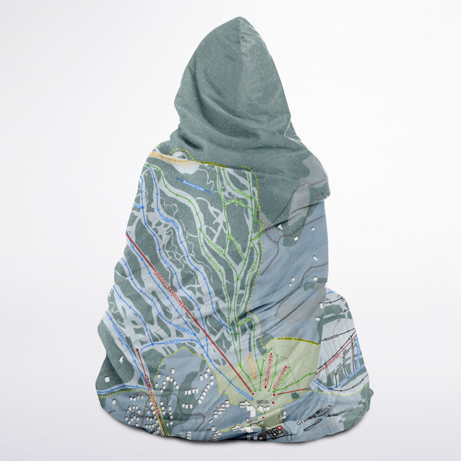 Granby Ranch, Colorado Ski Trail Map - Adult Hooded Blanket