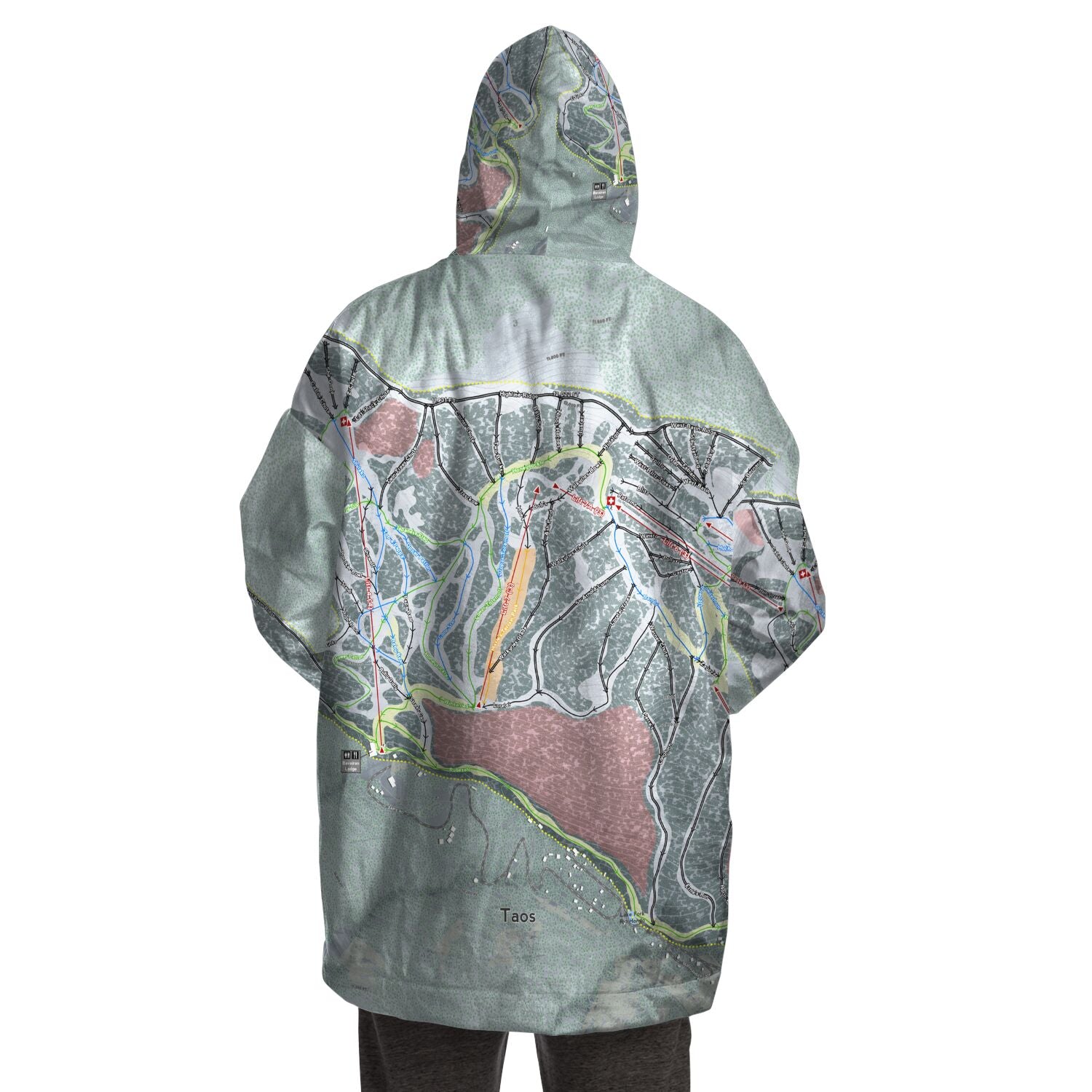 Taos, New Mexico Ski Trail Map - Snug Hoodie