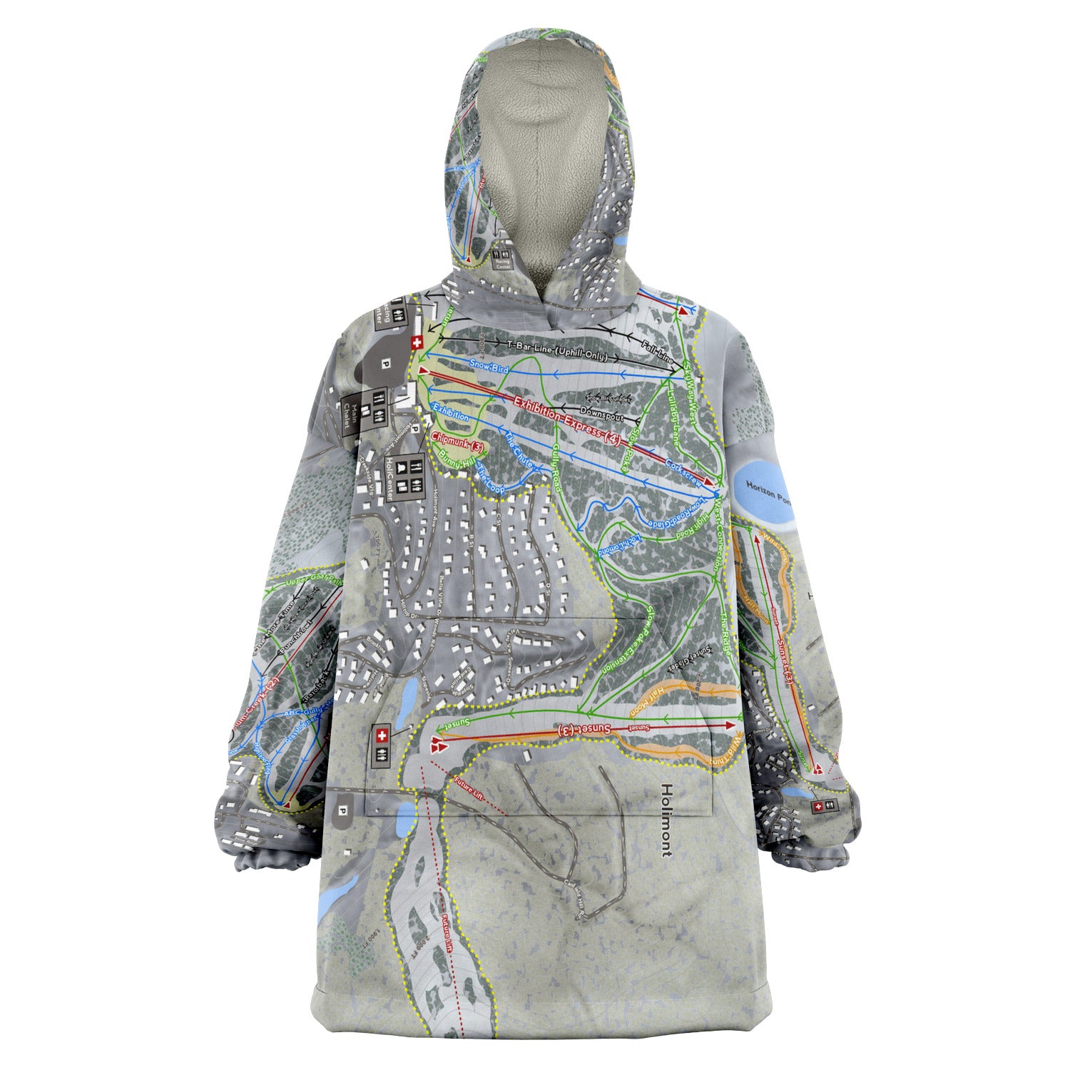 Holimont, New York Ski Trail Map - Snug Hoodie