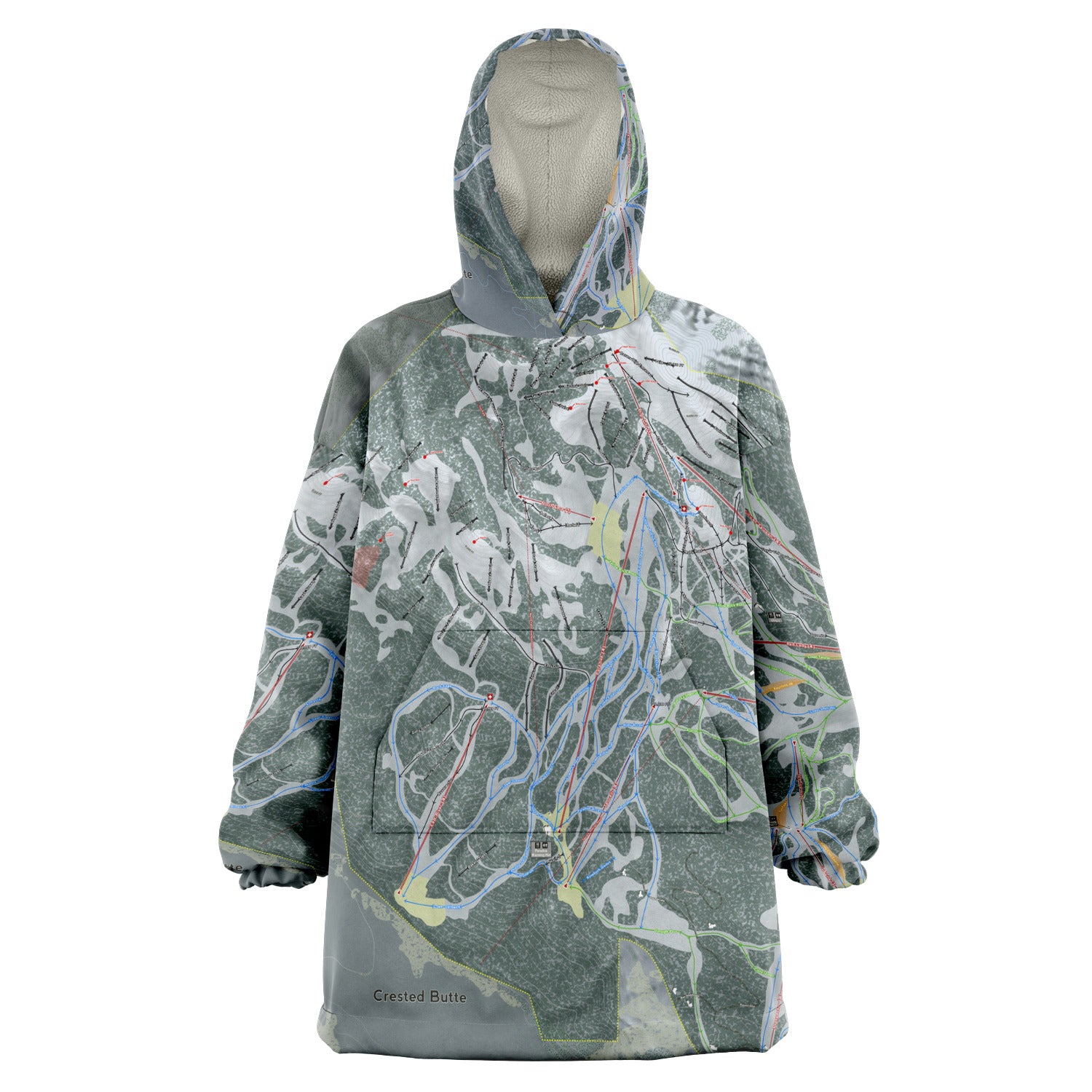 Crested Butte, Colorado Ski Trail Map - Snug Hoodie