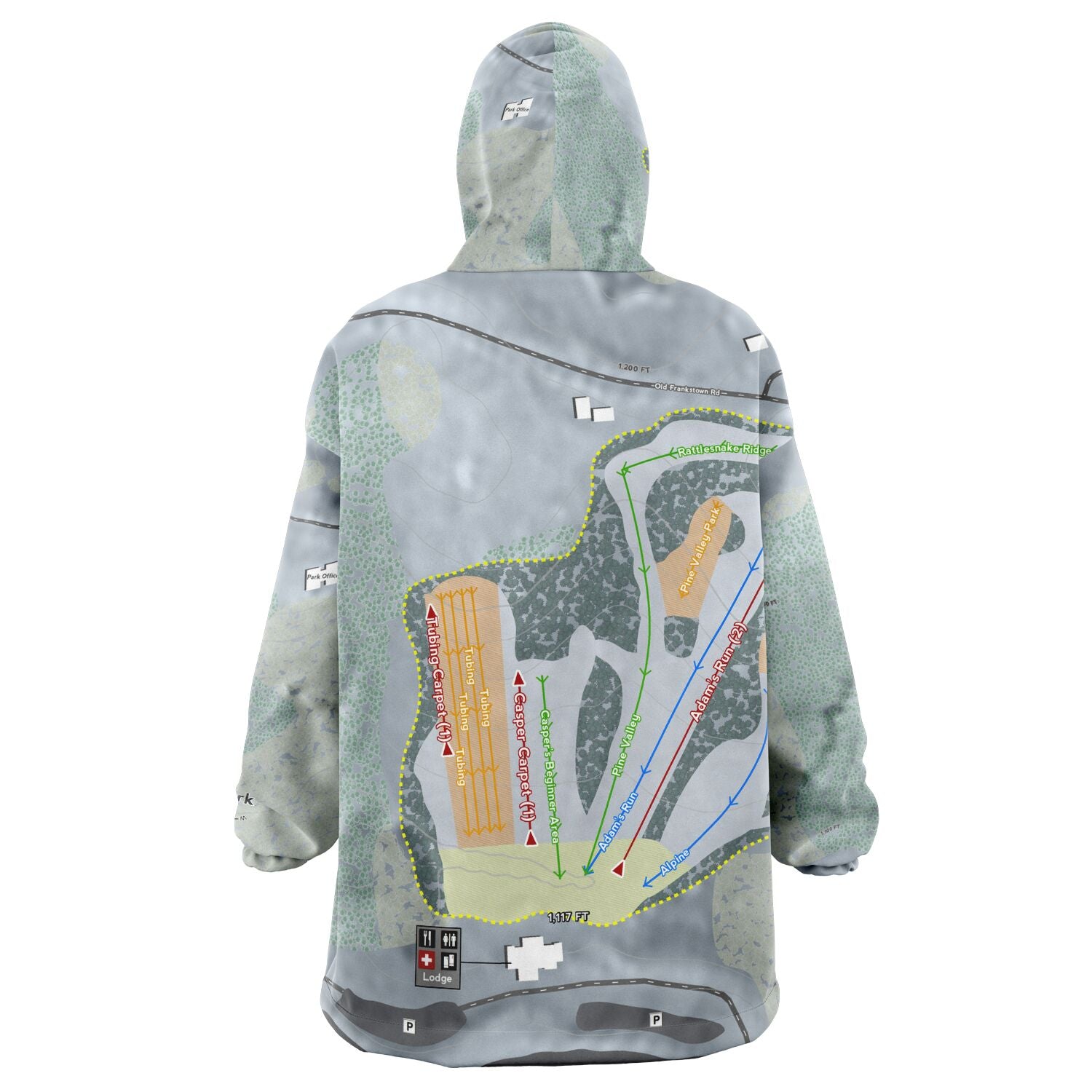 Boyce Park, Pennsylvania Ski Trail Map Snug Hoodie