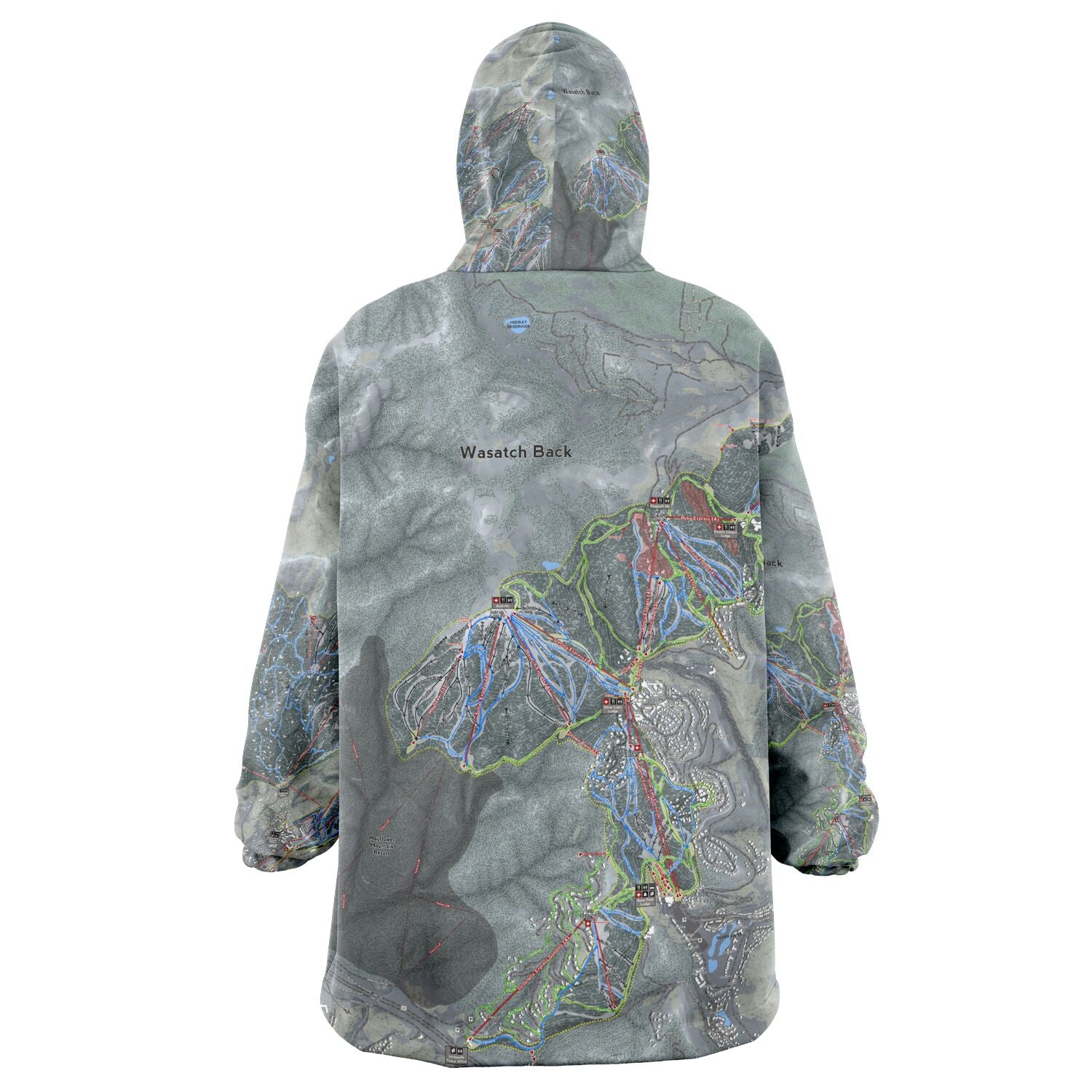 WASATCH BACK, Utah Ski Trail Map - Snug Hoodie