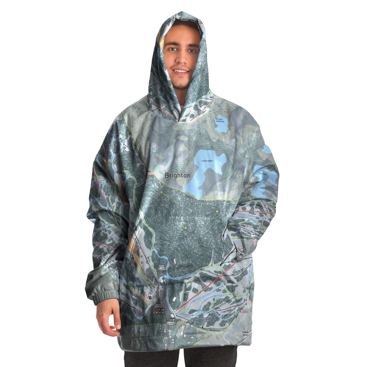 Brighton, Utah Ski Trail Map - Snug Hoodie