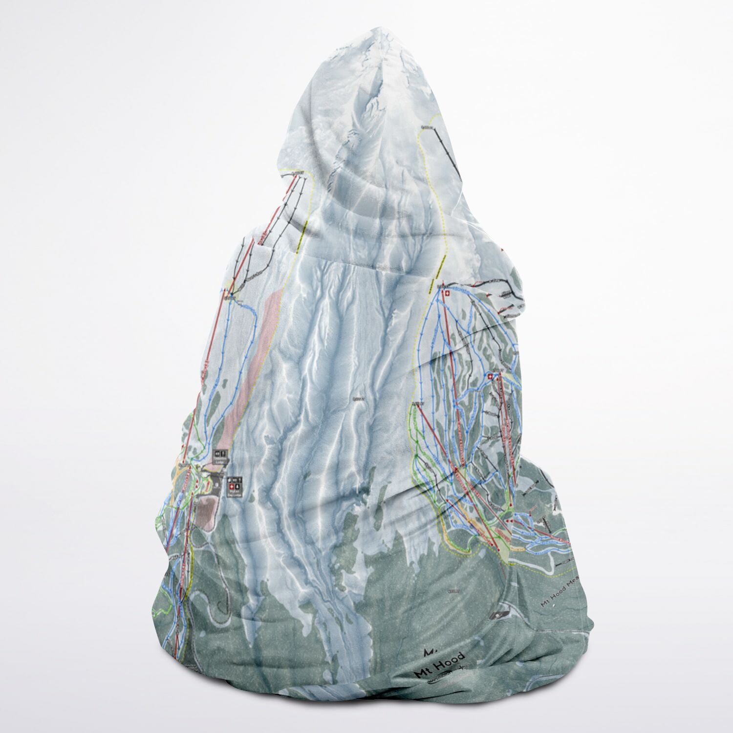 Mt Hood, Oregon Ski Trail Map - Youth Hooded Blanket