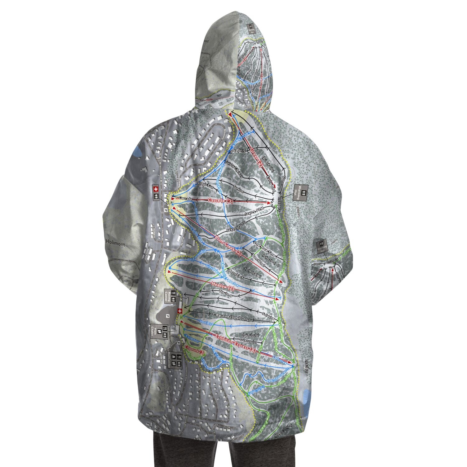 Holimont, New York Ski Trail Map - Snug Hoodie