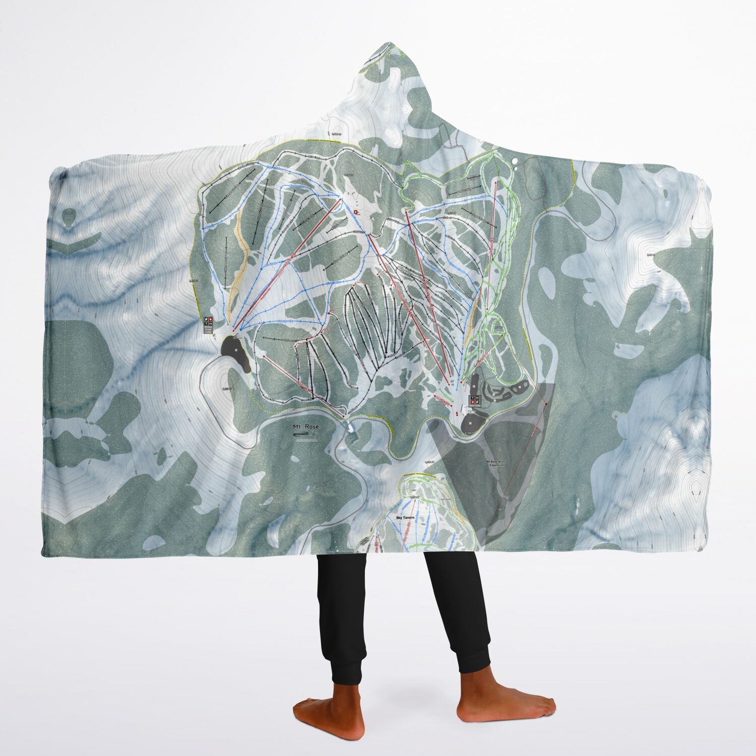 Mt Rose, Nevada Ski Trail Map - Youth Hooded Blanket