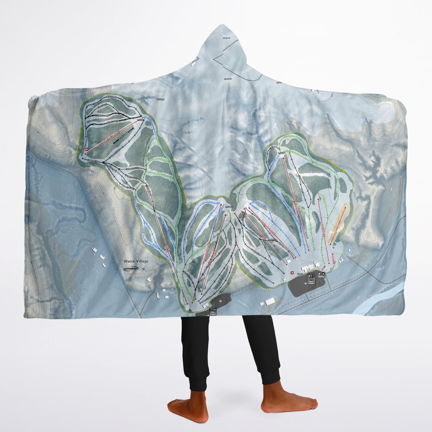 Welch Village, Minnesota Ski Trail Map - Youth Hooded Blanket