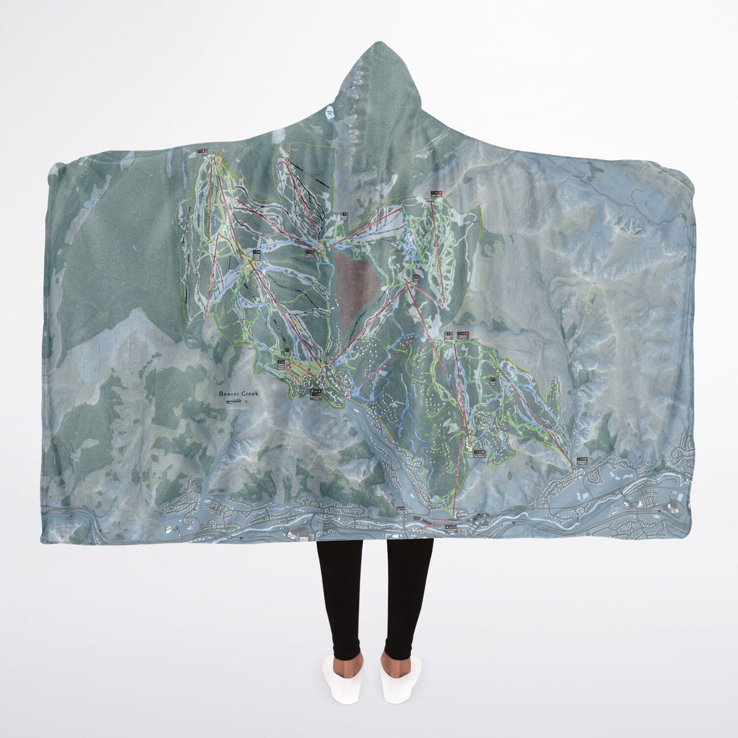 Beaver Creek, Colorado Ski Trail Map - Adult Hooded Blanket