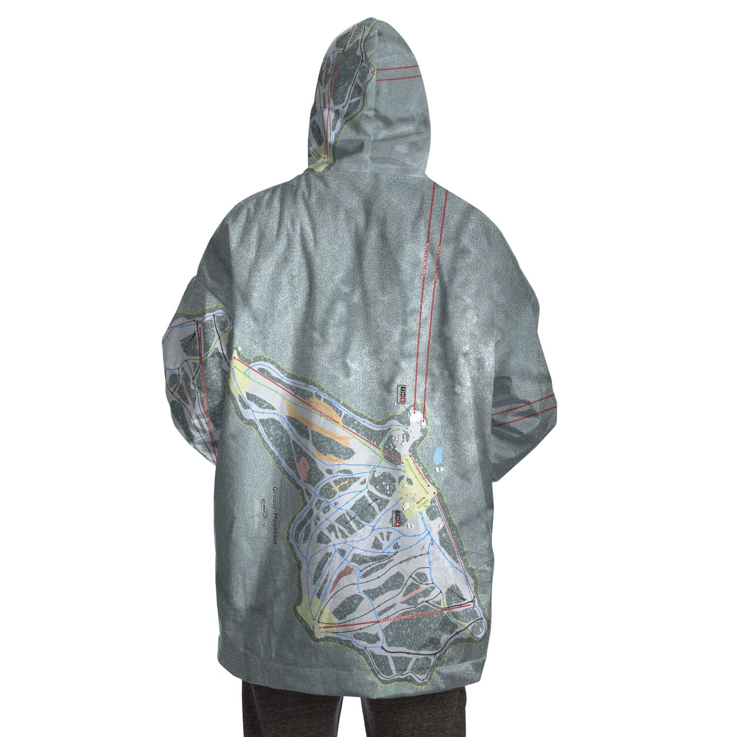 Grouse Mountain, British Columbia Ski Trail Map Snug Hoodie