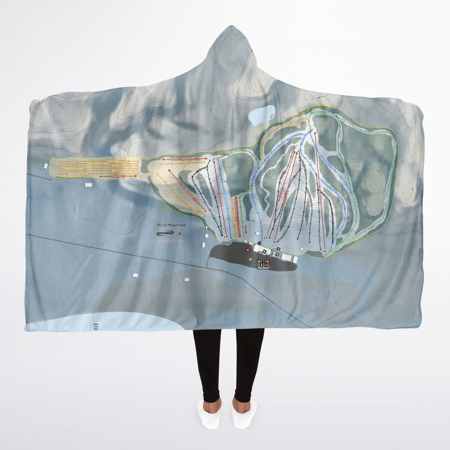 Wild Mountain, Minnesota Ski Trail Map - Adult Hooded Blanket