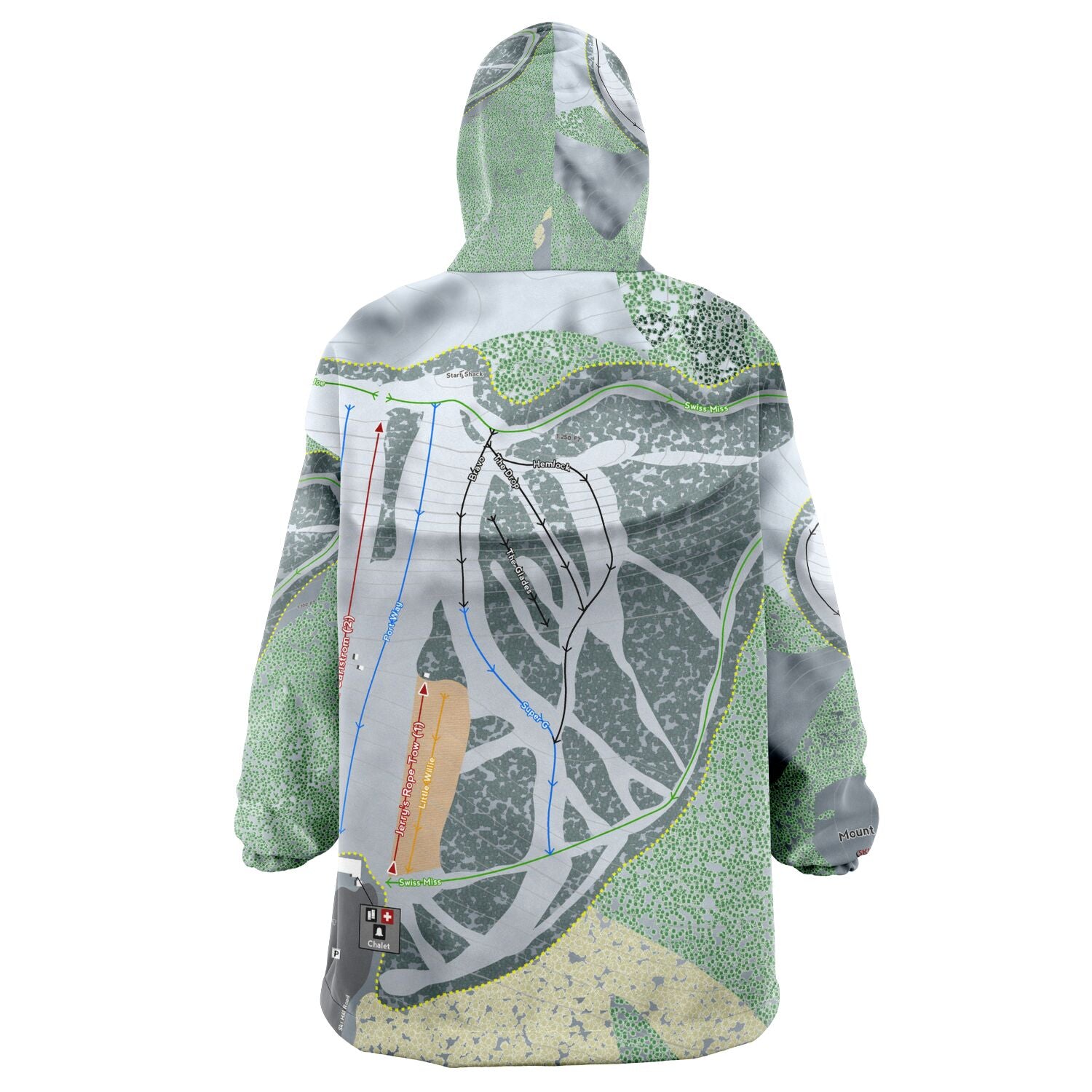 Mount Ashwabay, Wisconsin Ski Trail Map - Snug Hoodie