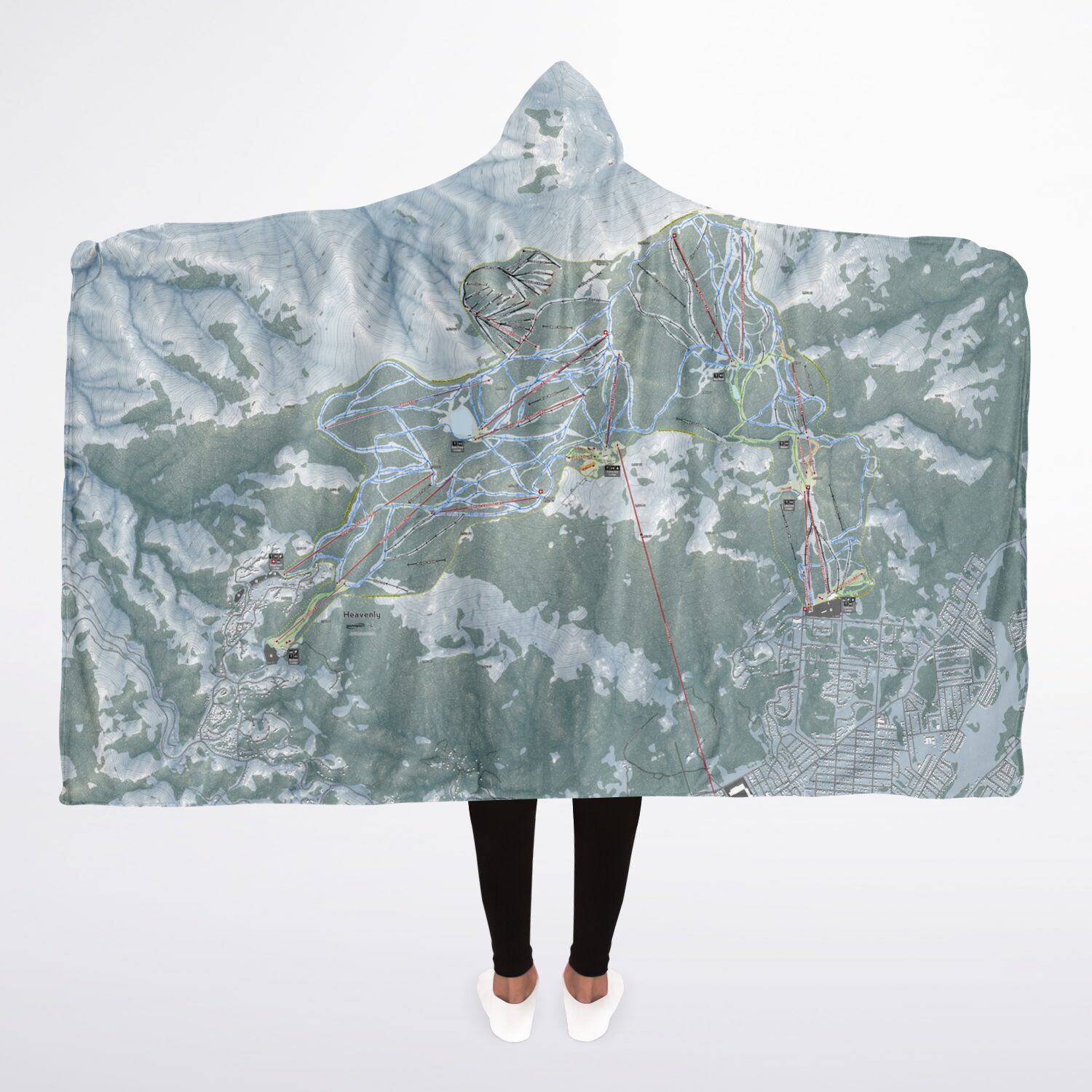 Heavenly, Nevada Ski Trail Map - Adult Hooded Blanket