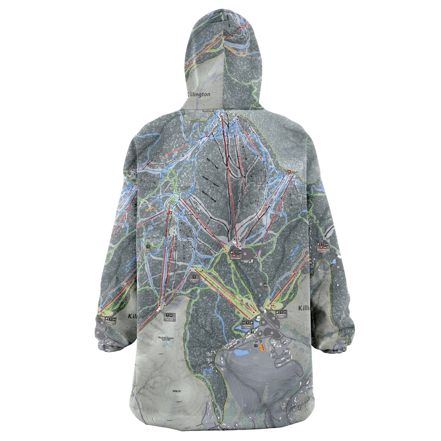 Killington, Vermont Ski Trail Map - Snug Hoodie