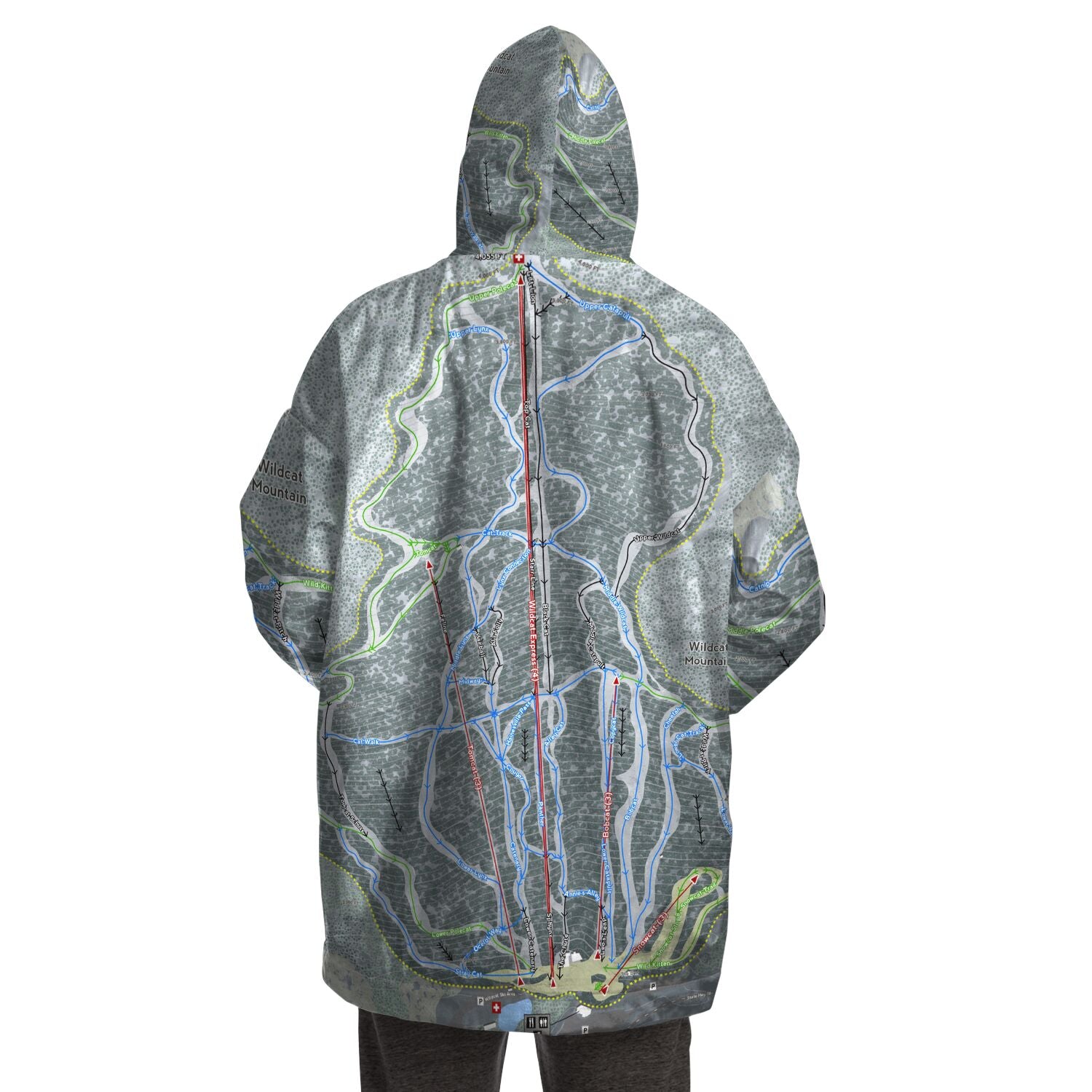 Wildcat Mountain, New Hampshire Ski Trail Map - Snug Hoodie