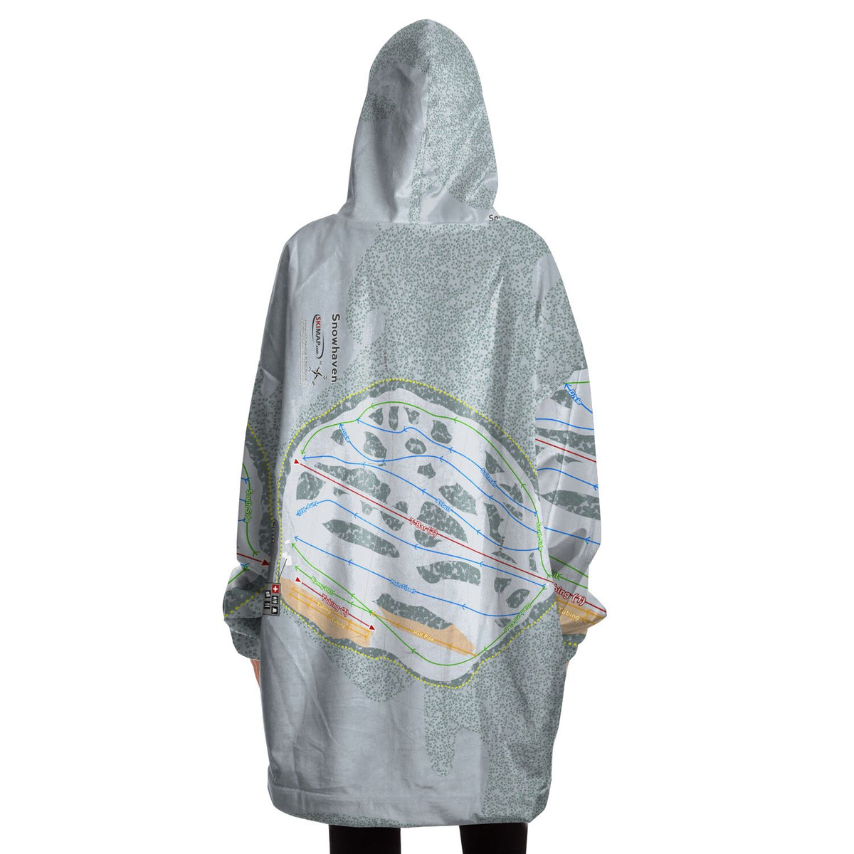 Snowhaven, Idaho Ski Trail Map Snug Hoodie