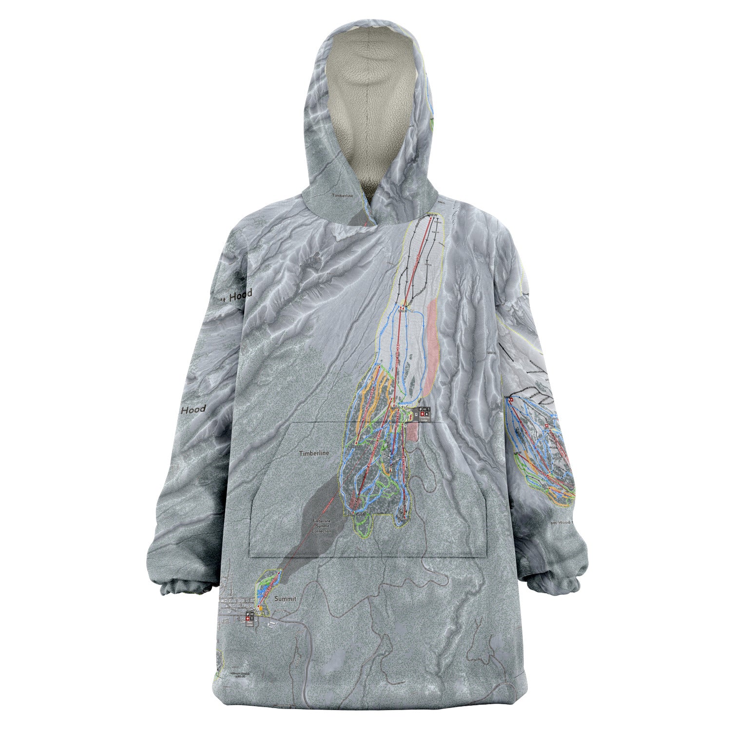 Mt. Hood, Oregon Ski Trail Map - Snug Hoodie