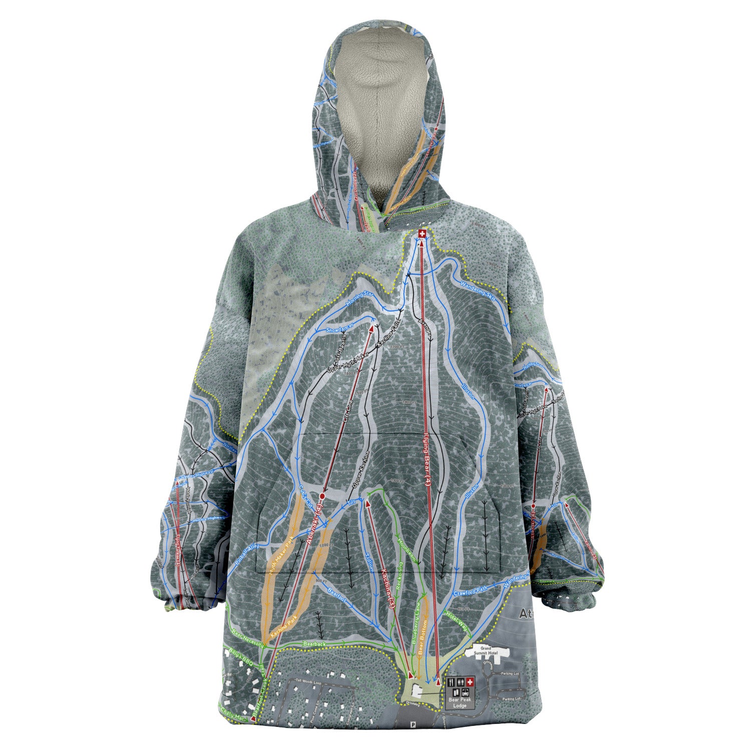 Attitash Mountain, New Hampshire Ski Trail Map - Snug Hoodie