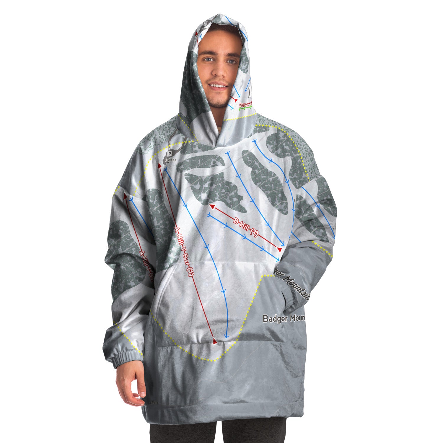 Badger Mountain, Washington Ski Trail Map - Snug Hoodie