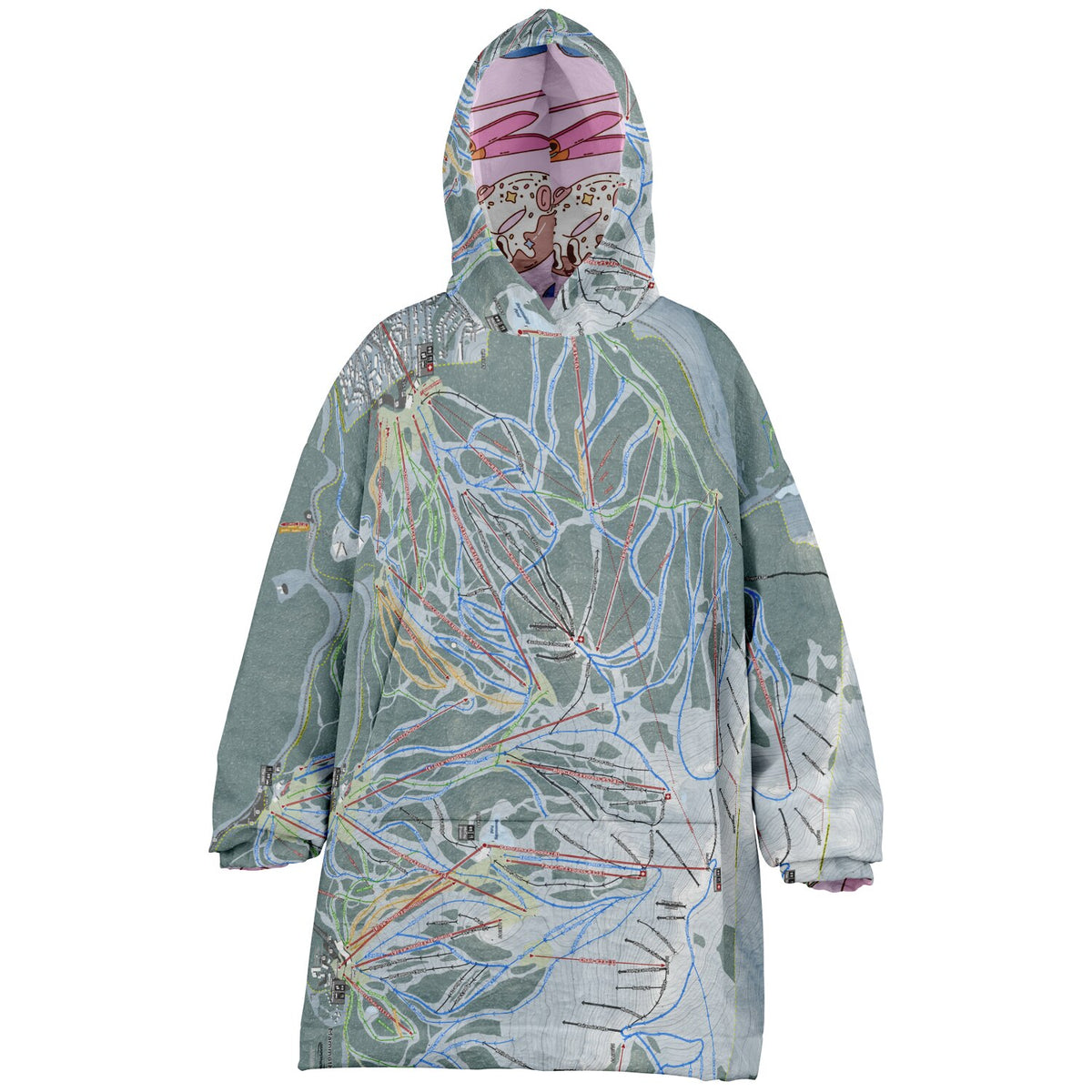 Youth Map Print Reversible Snug Hoodie - AOP