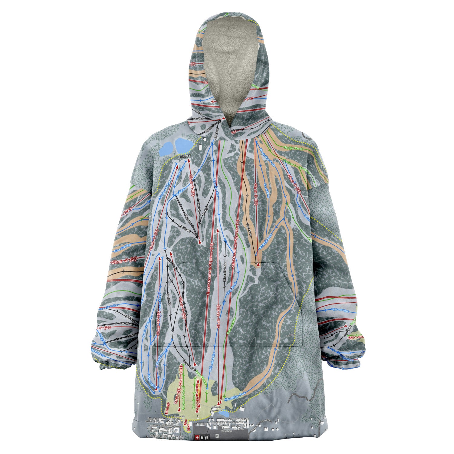 Snow Summit, California Ski Trail Map - Snug Hoodie