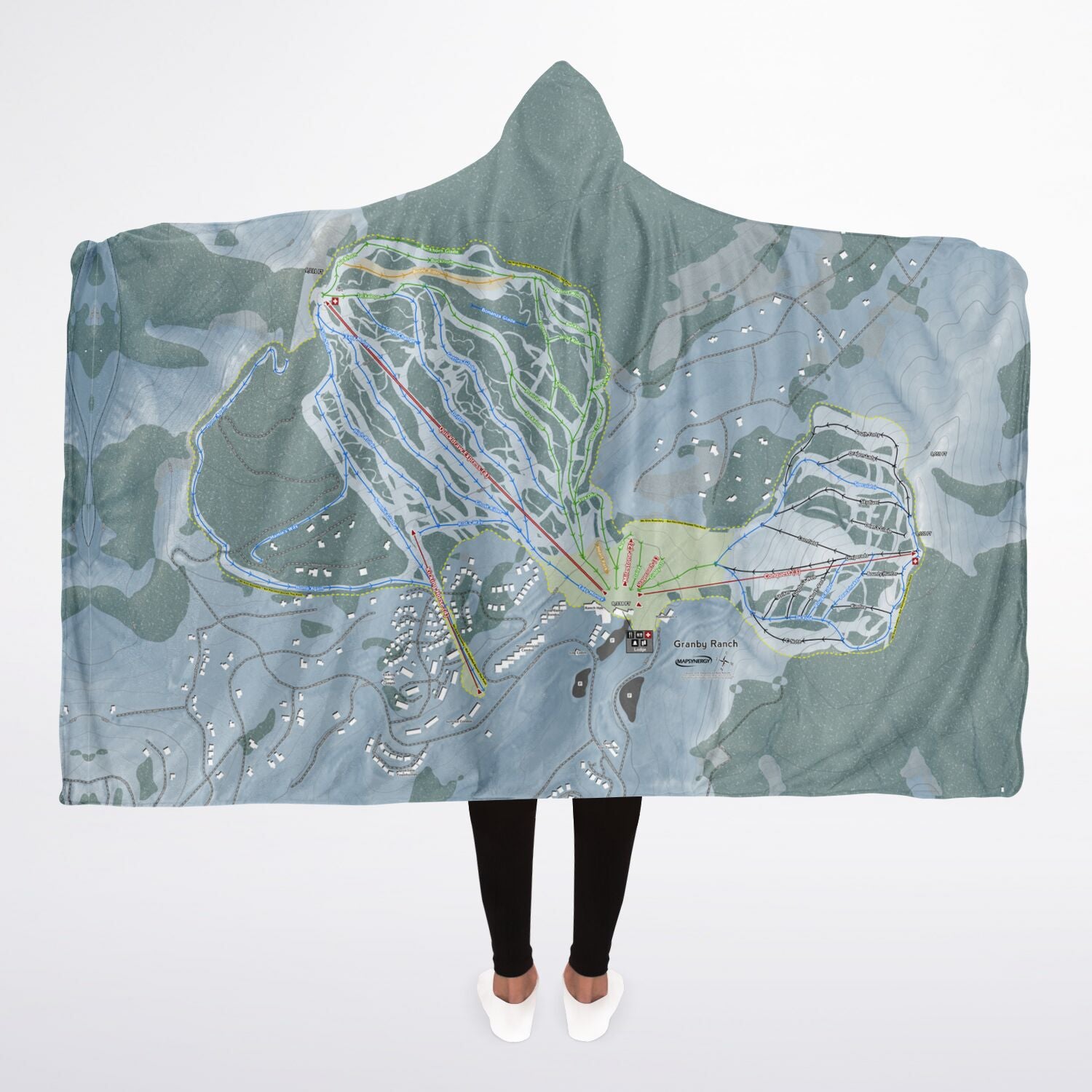 Granby Ranch, Colorado Ski Trail Map - Adult Hooded Blanket