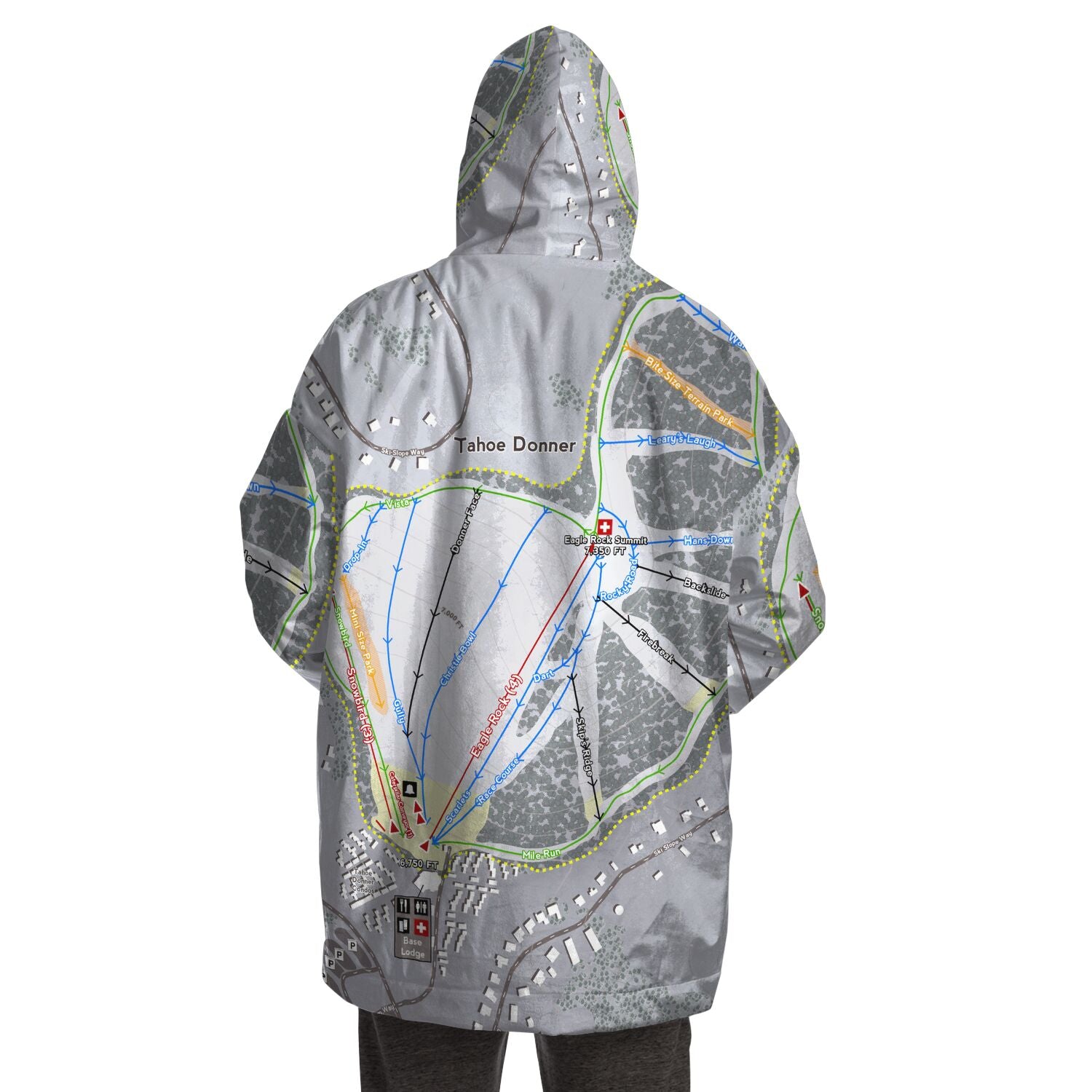 Tahoe Donner, California Ski Trail Map - Snug Hoodie