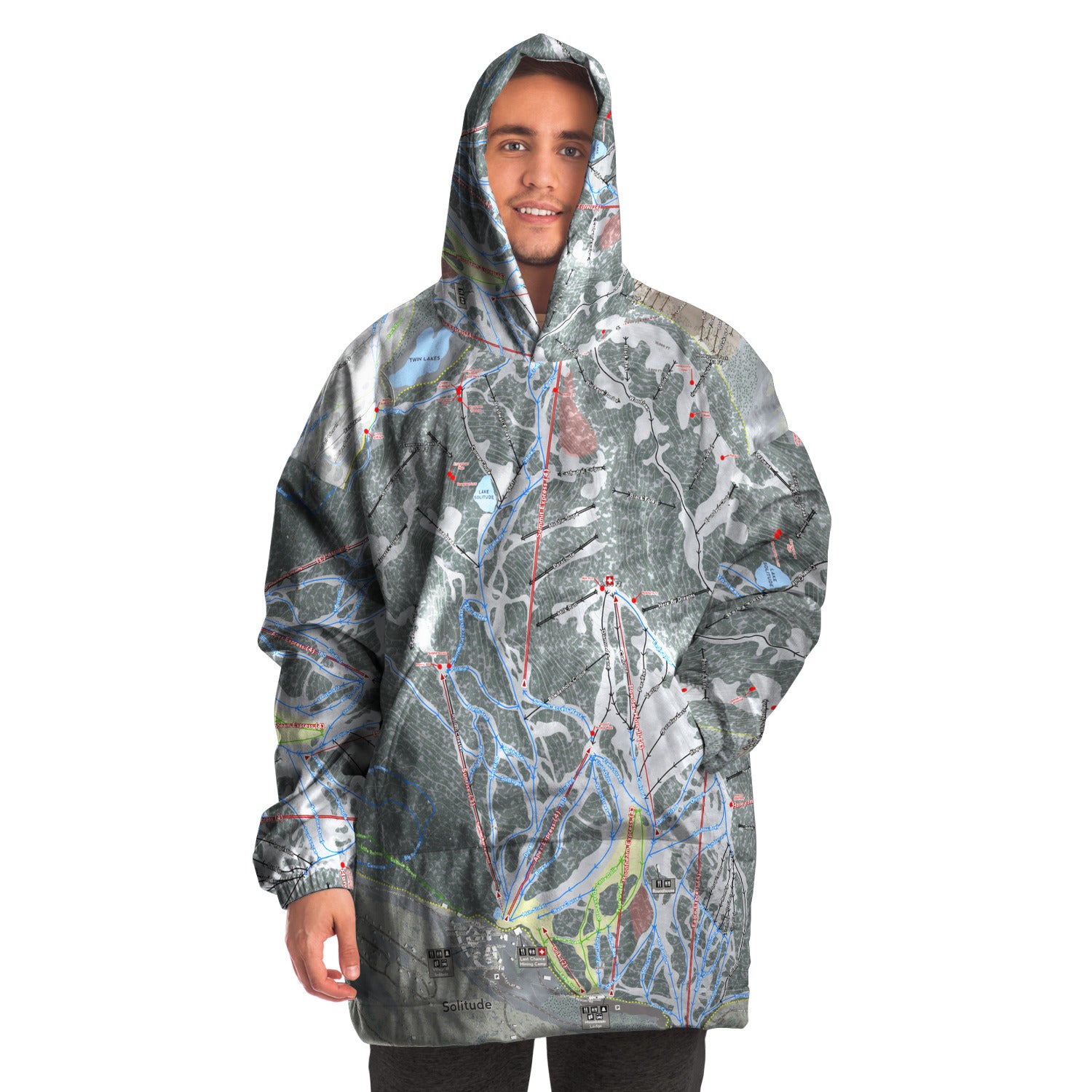 Solitude, Utah Ski Trail Map - Snug Hoodie