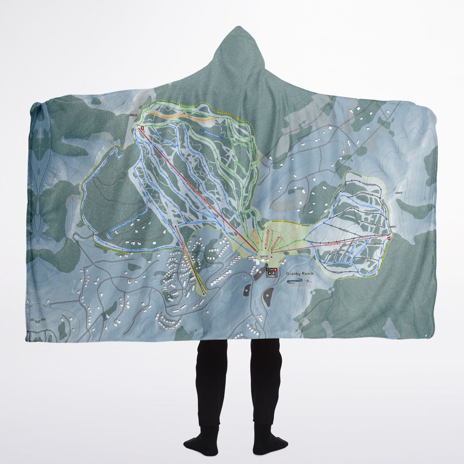 Granby Ranch, Colorado Ski Trail Map - Adult Hooded Blanket