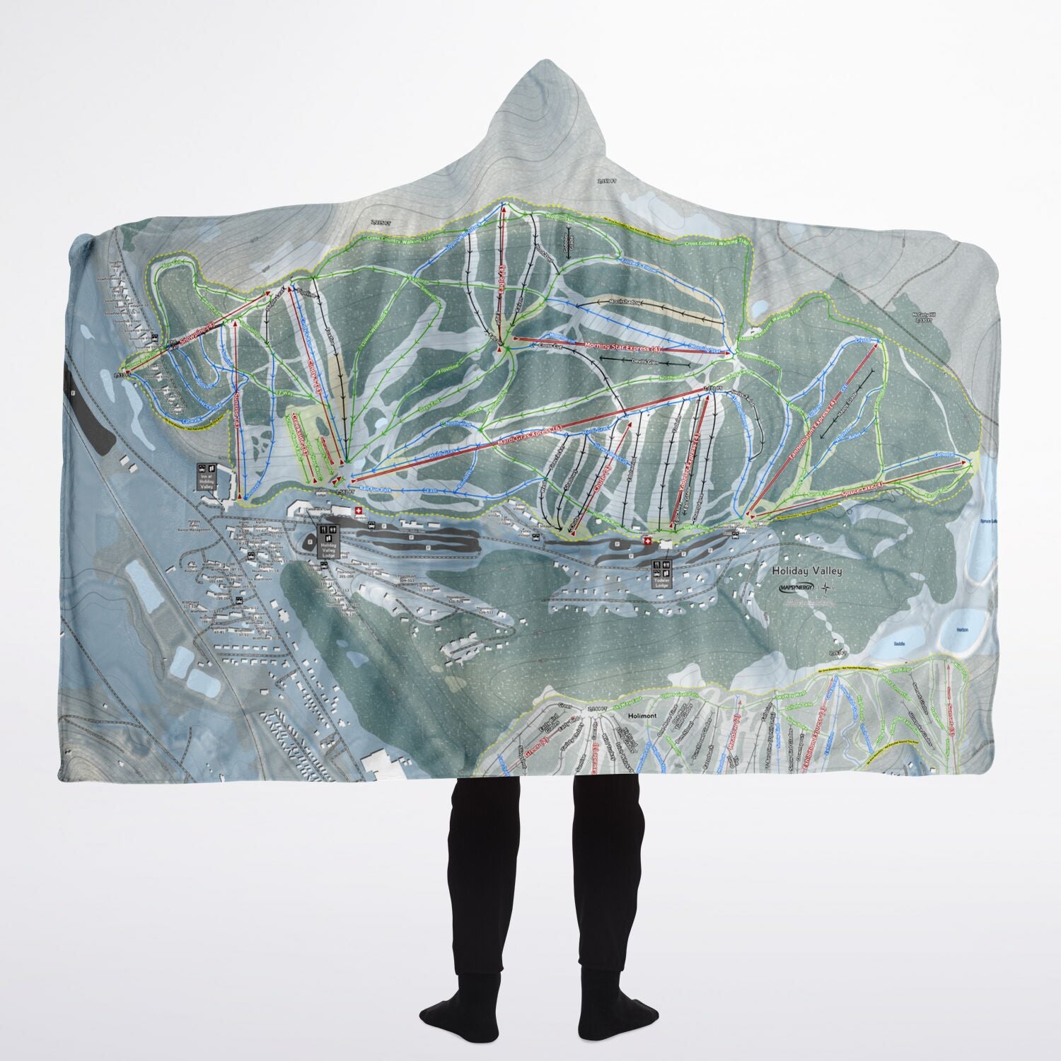 Holiday Valley, New York Ski Trail Map - Adult Hooded Blanket