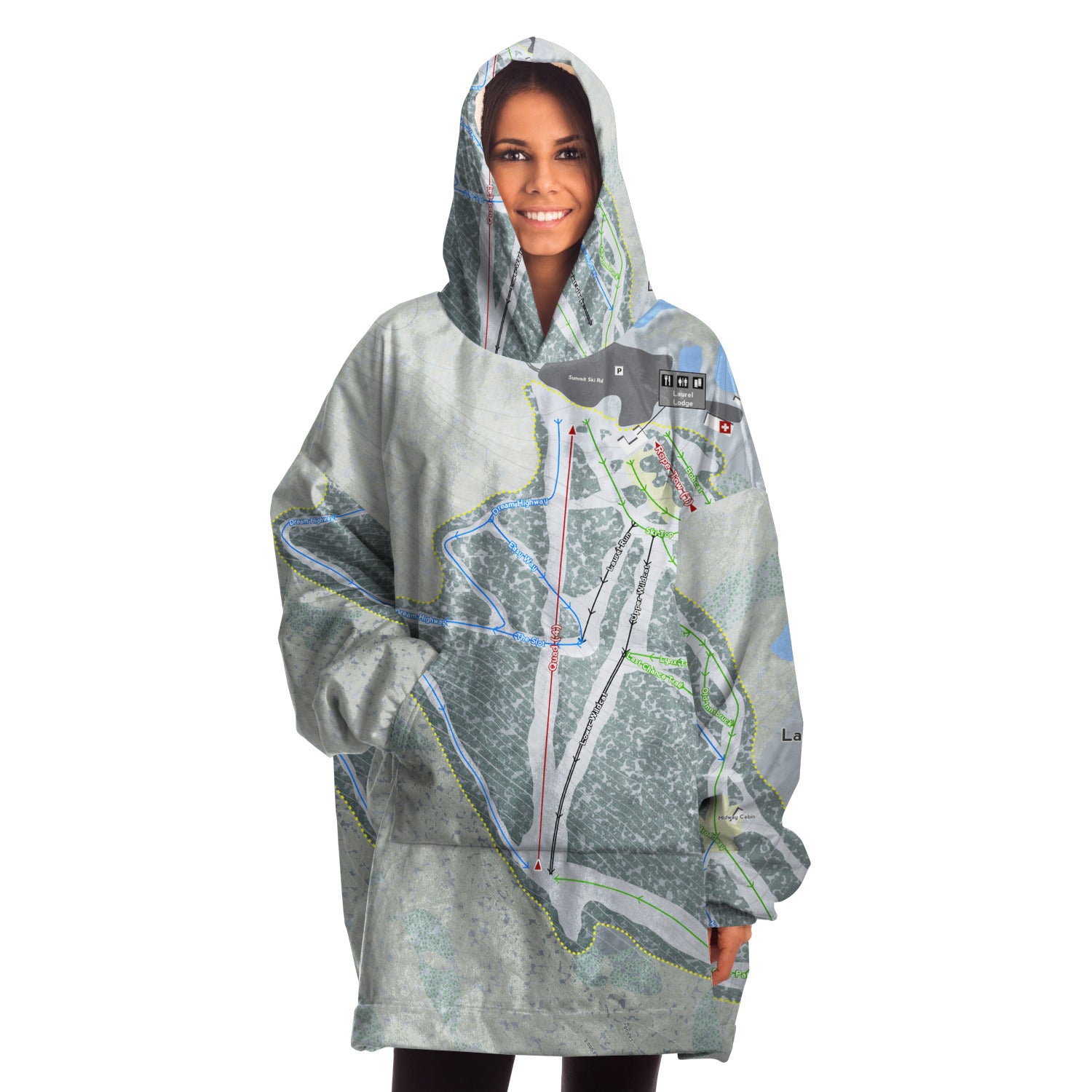 Laurel Mountain, Pennsylvania Ski Trail Map Snug Hoodie