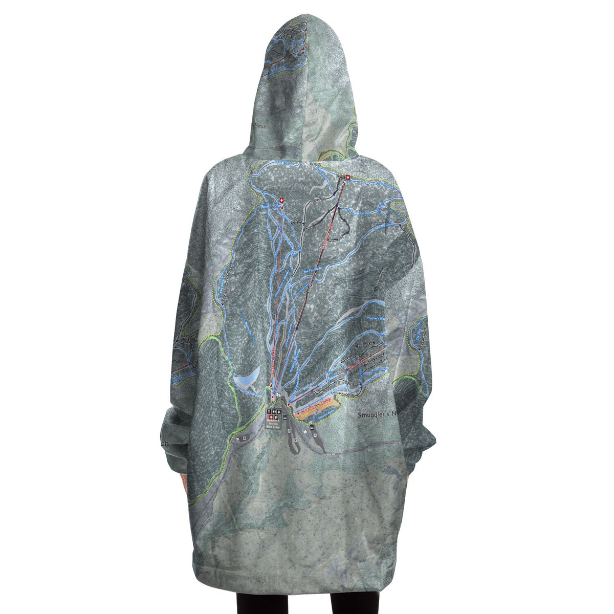 Smuggler&#39;s Notch, Vermont Ski Trail Map - Snug Hoodie