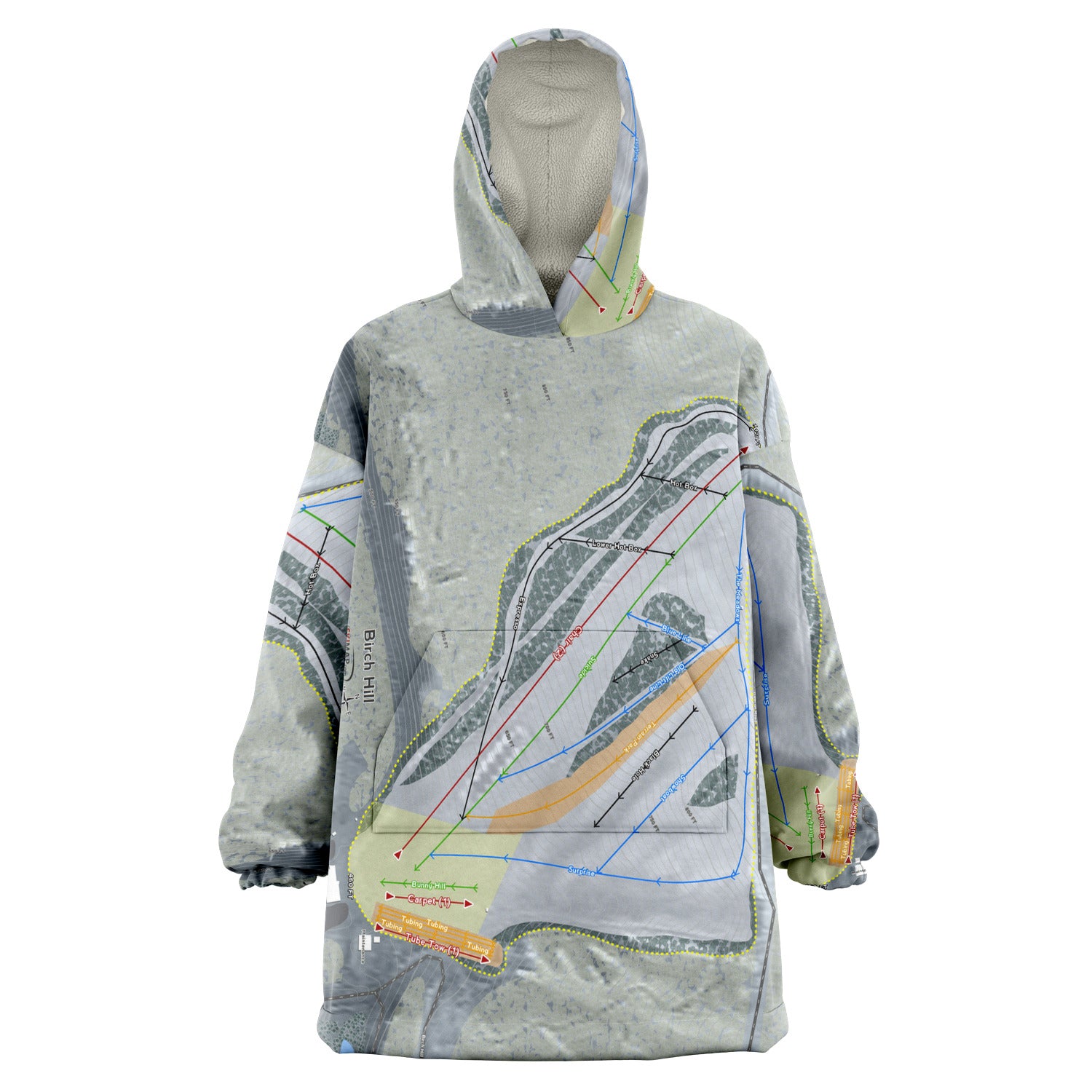 Birch Hill, Alaska Ski Trail Map Snug Hoodie