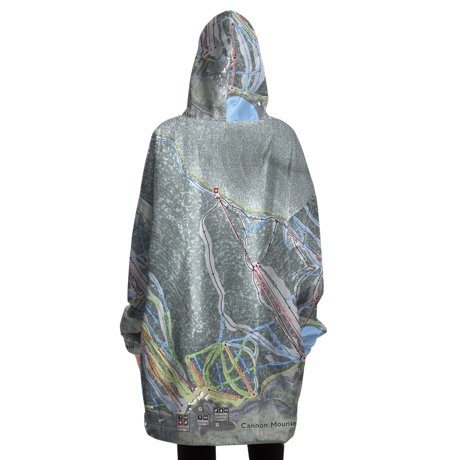 Cannon Mountain, New Hampshire Ski Trail Map - Snug Hoodie