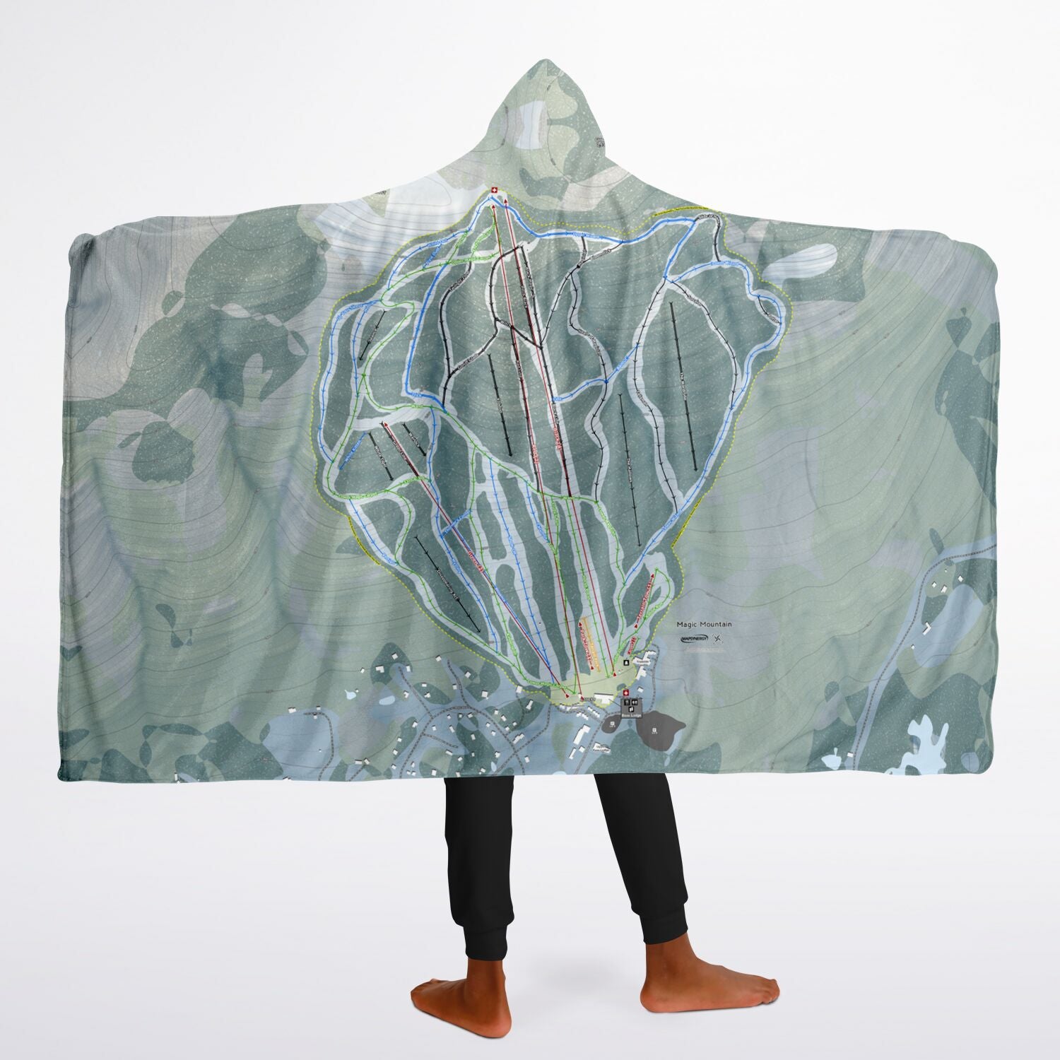 Magic Mountain, Vermont Ski Trail Map - Youth Hooded Blanket