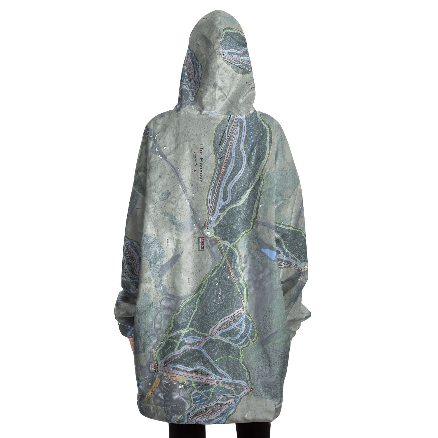 Titus Mountain, New York Ski Trail Map Snug Hoodie