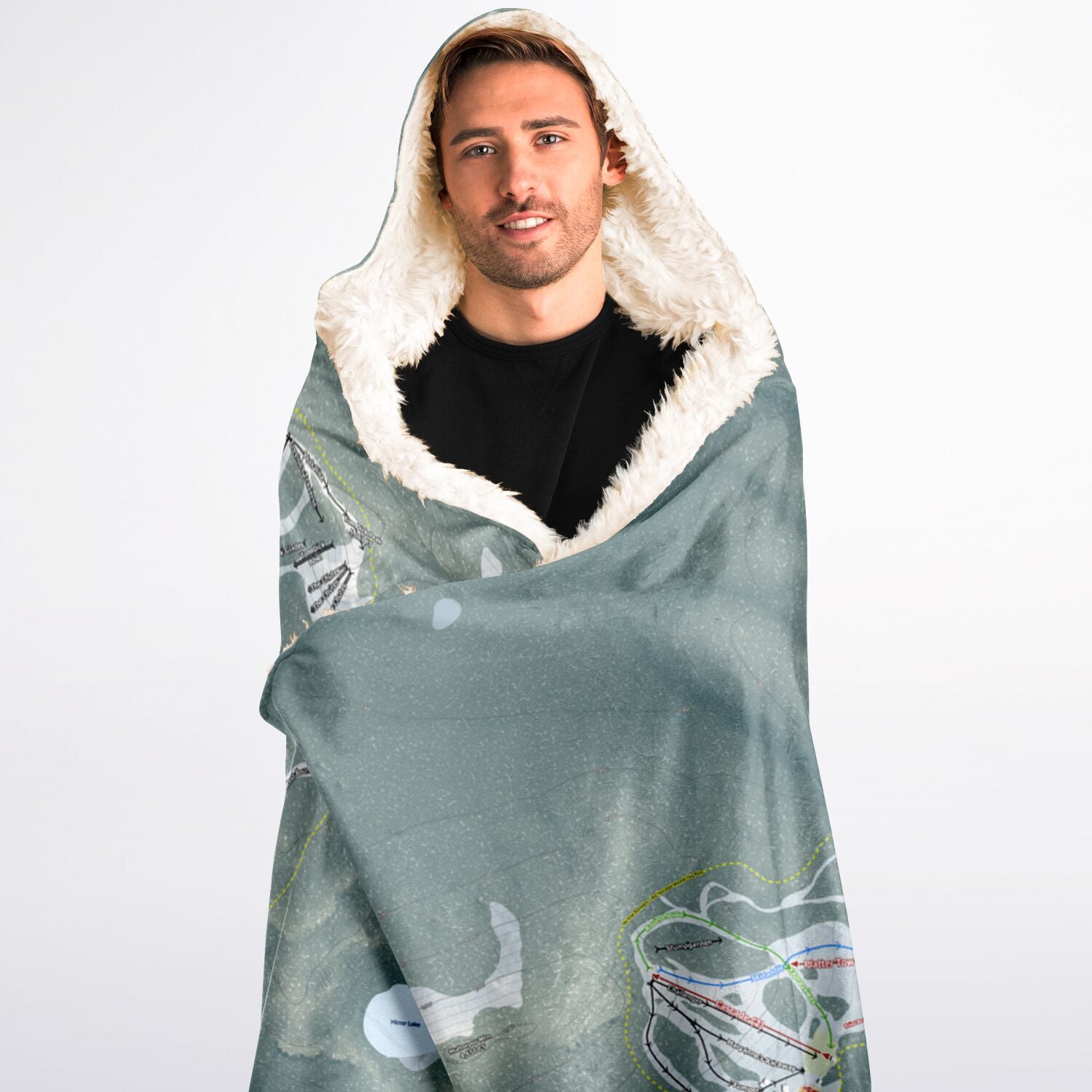 Mt Hood Skibowl, Oregon Ski Trail Map - Adult Hooded Blanket