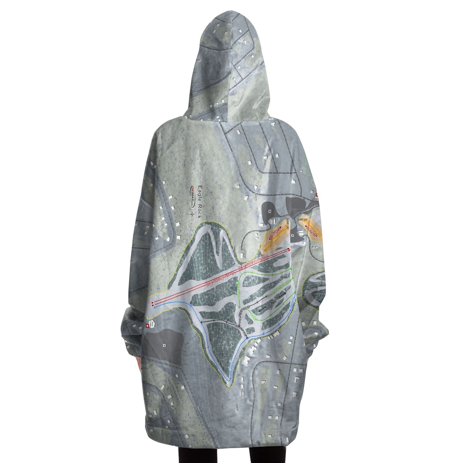 Eagle Rock, Pennsylvania Ski Trail Map Snug Hoodie