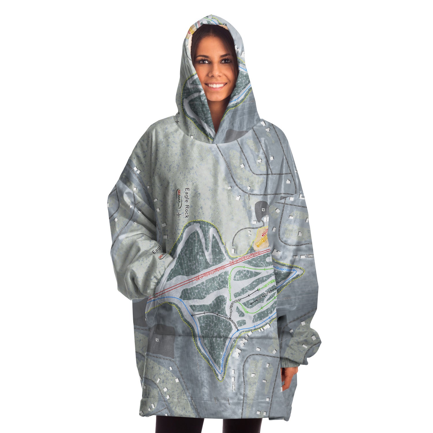 Eagle Rock, Pennsylvania Ski Trail Map Snug Hoodie