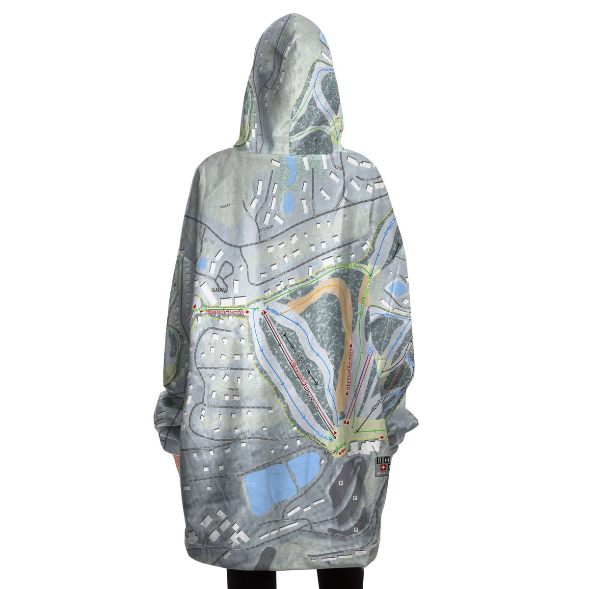 Hidden Valley, Pennsylvania Ski Trail Map Snug Hoodie