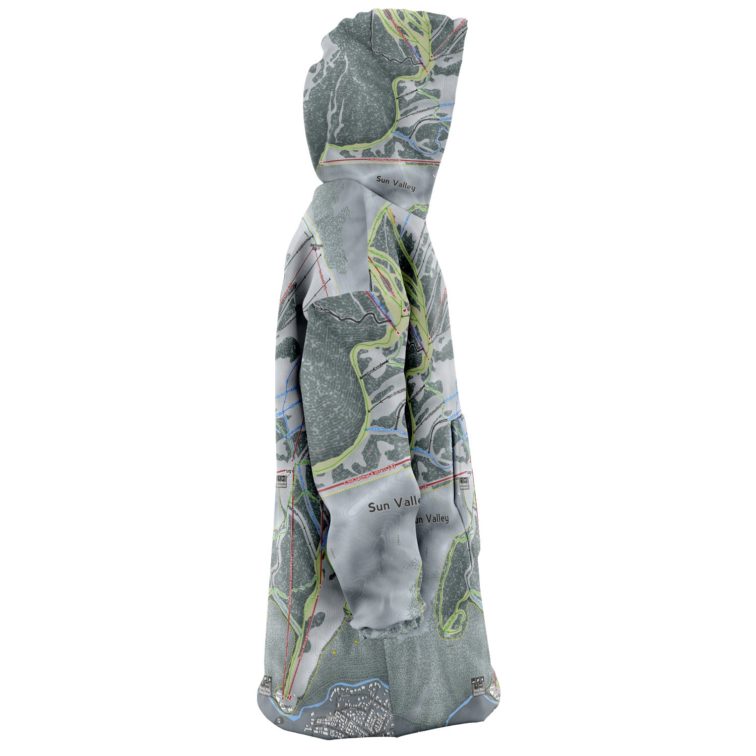 Sun Valley, Idaho Ski Trail Map - Snug Hoodie