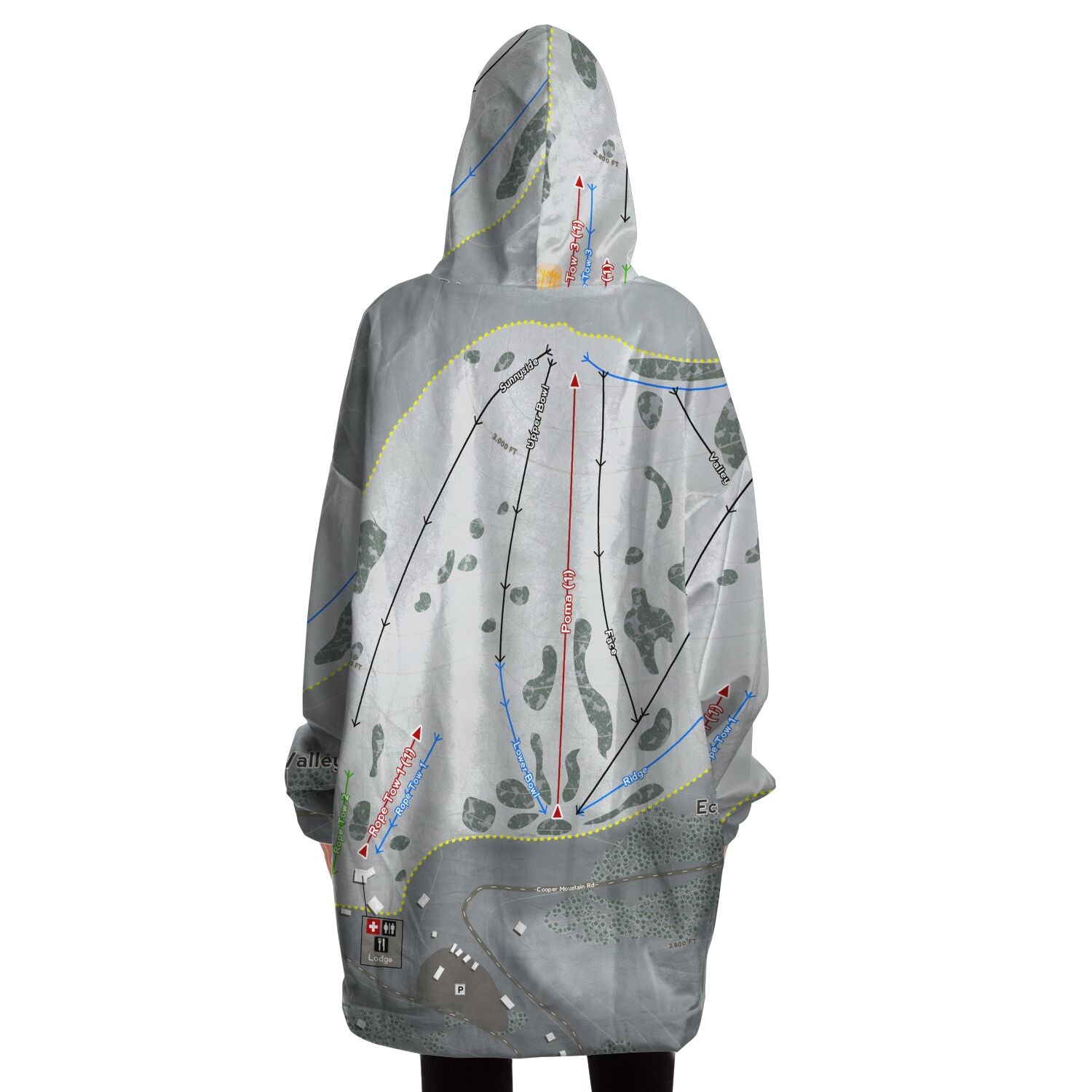 Echo Valley, Washington Ski Trail Map Snug Hoodie