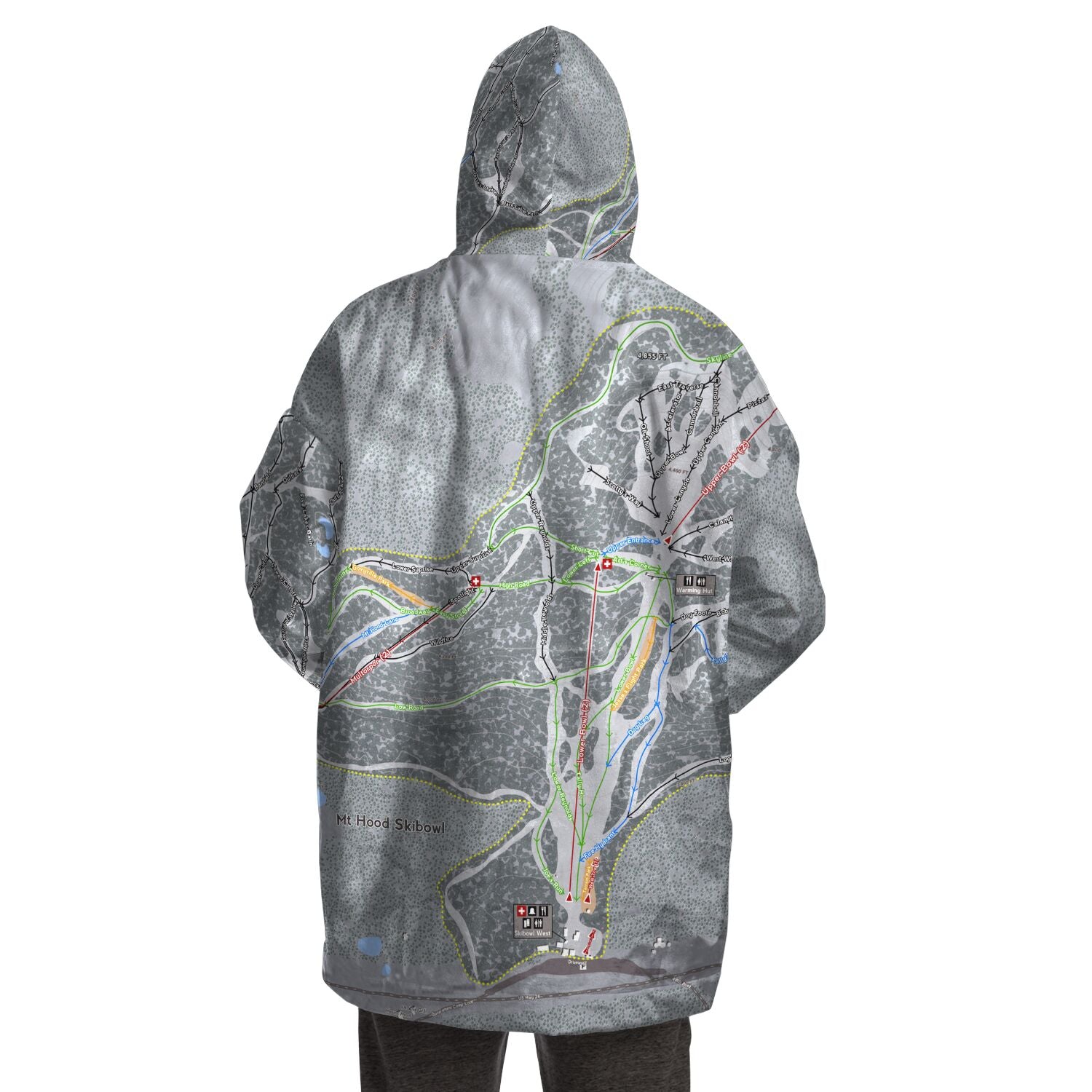 Mt Hood Skibowl, Oregon Ski Trail Map - Snug Hoodie