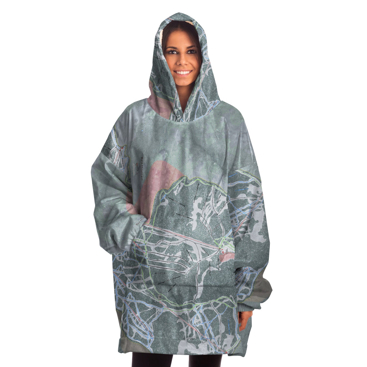 Red Mountain, British Columbia Ski Trail Map Snug Hoodie