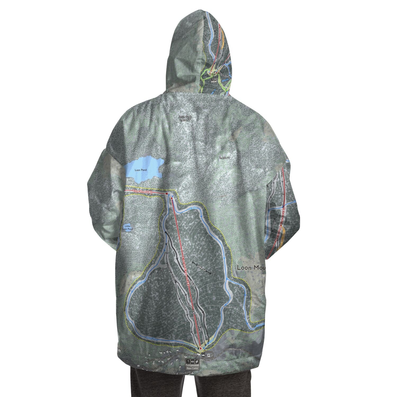 Loon Mountain, New Hampshire Ski Trail Map - Snug Hoodie